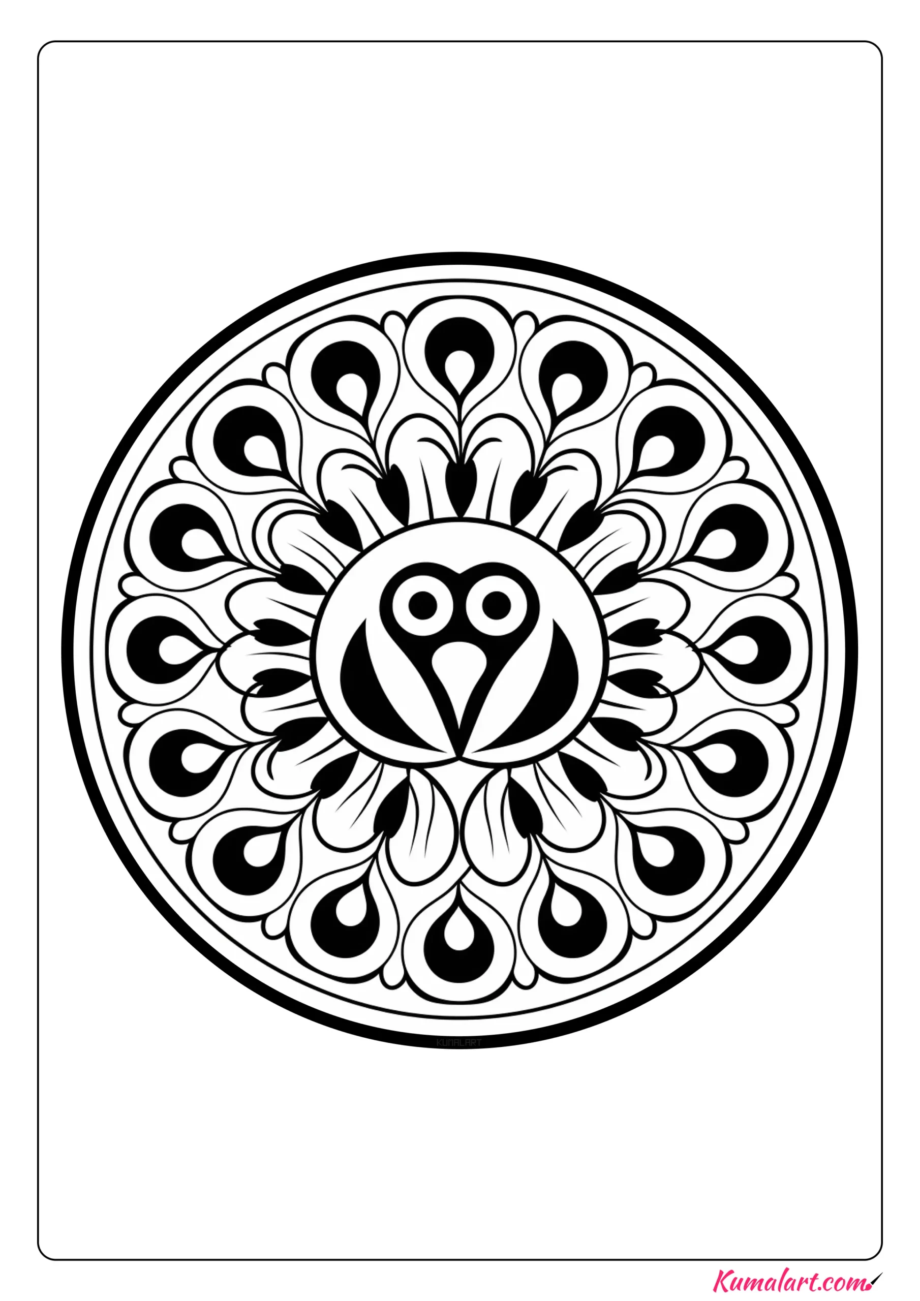 Peacock Mandala Printable Coloring Page