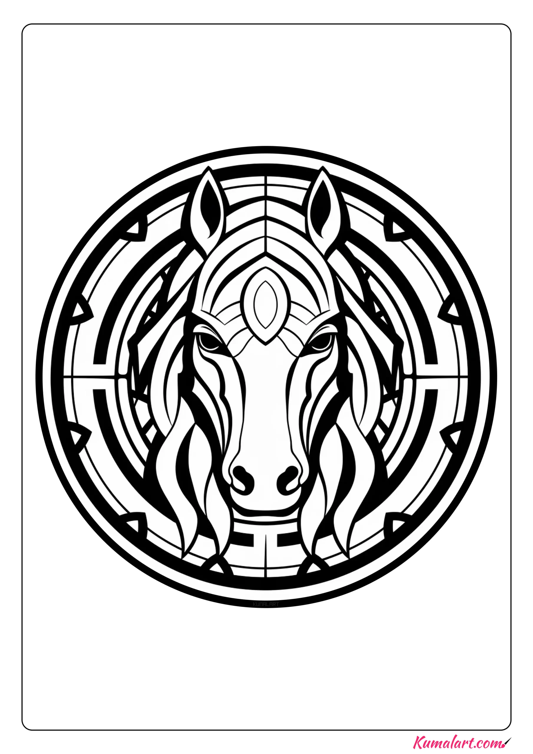 Rocky the Horse Mandala Coloring Page