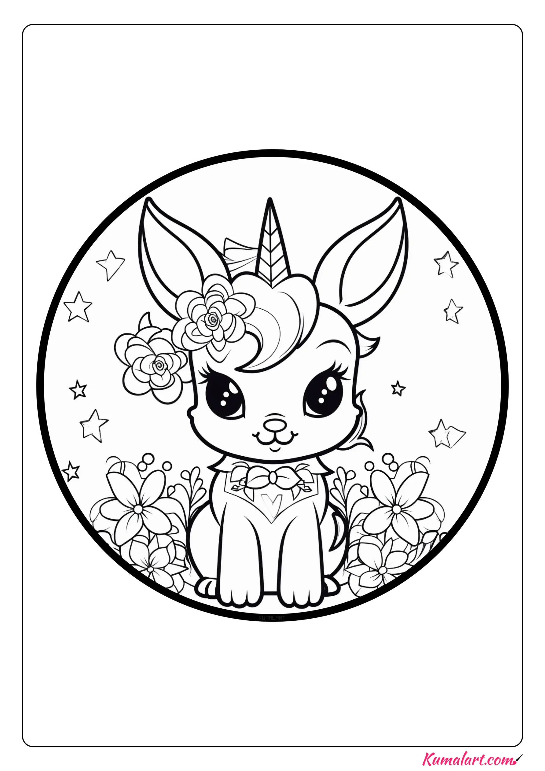 Ruby Unicorn Bunny Coloring Page