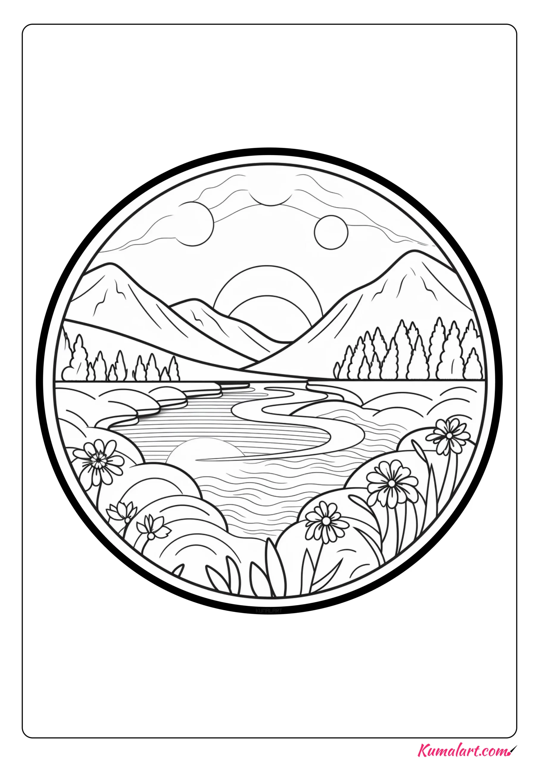 Rushing River Mandala Coloring Page