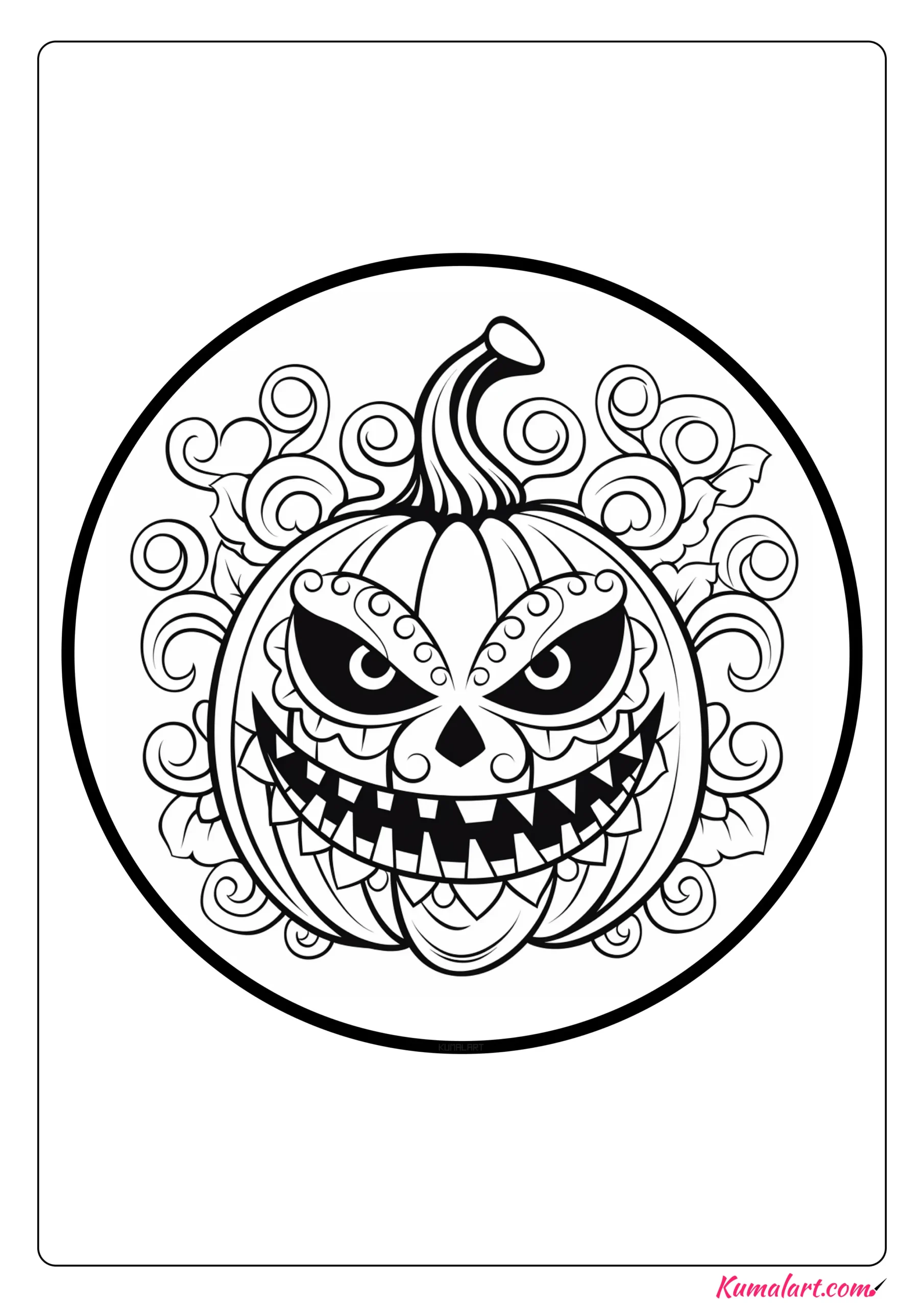 Scary Pumpkin Head Coloring Page