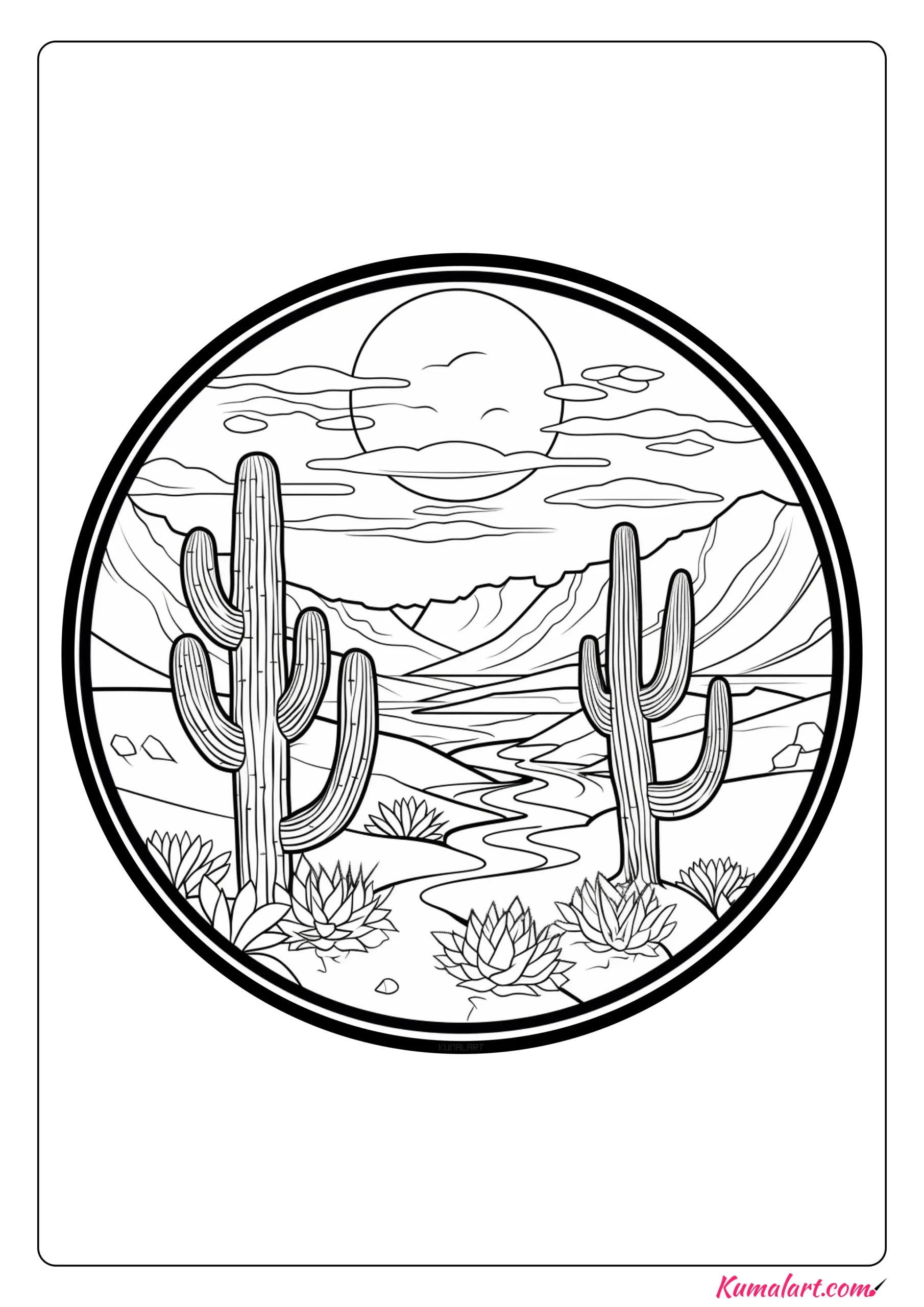 Scorching Desert Coloring Page