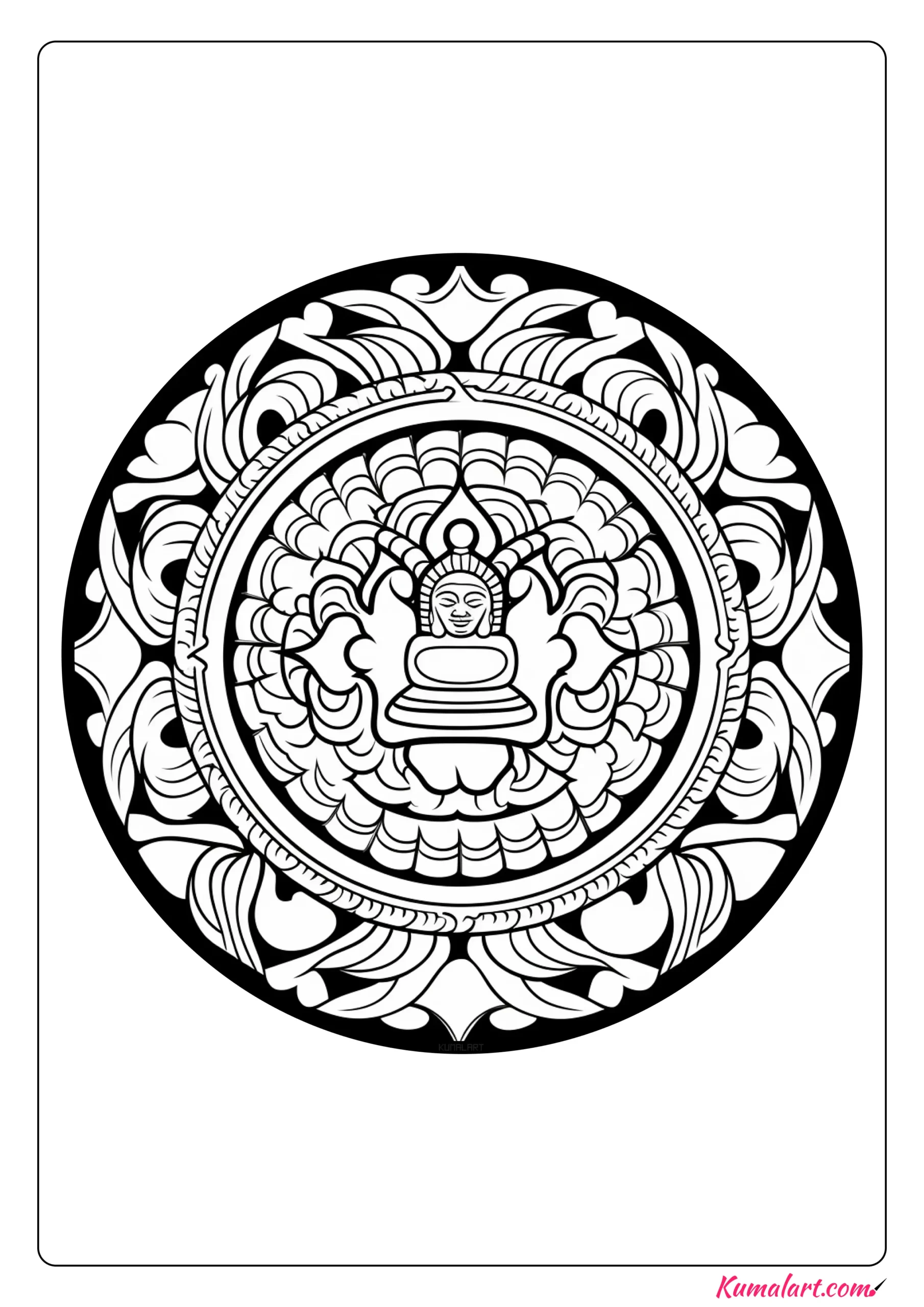 Serene Buddhist Mandala Coloring Page