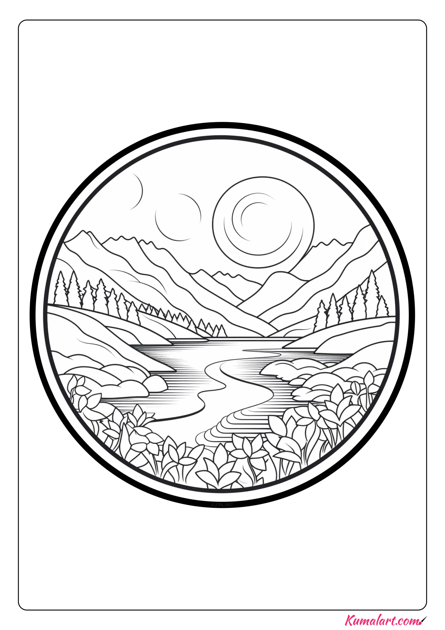 Serene River Mandala Coloring Page