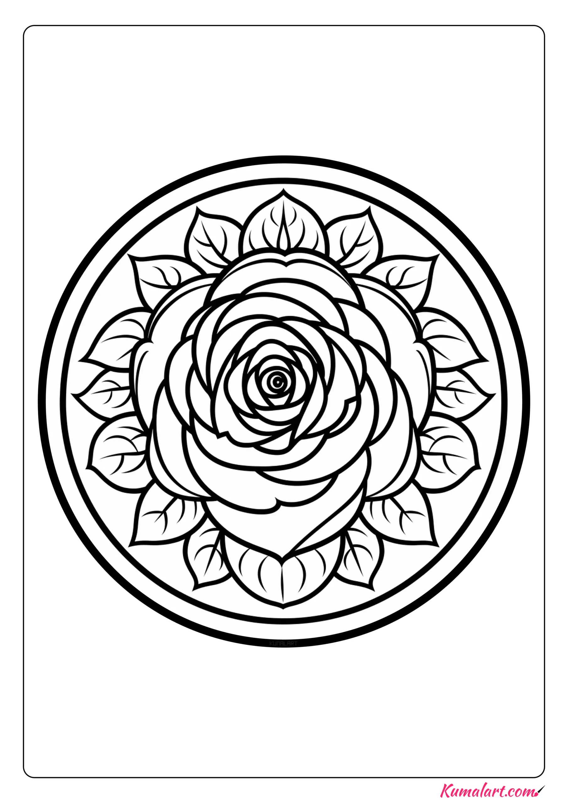 Shine Rose Mandala Coloring Page