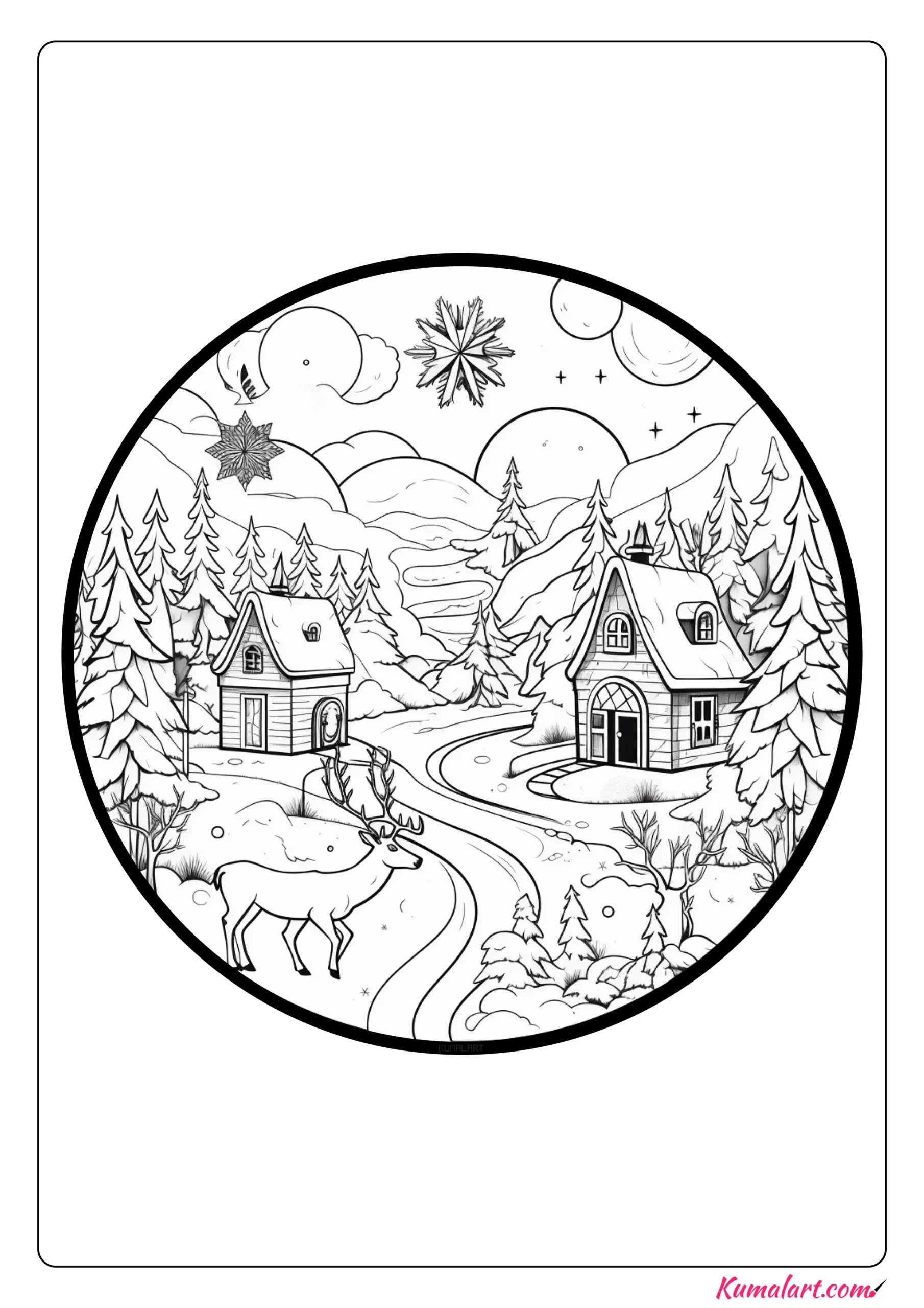 Snowflake Christmas Mandala Coloring Page