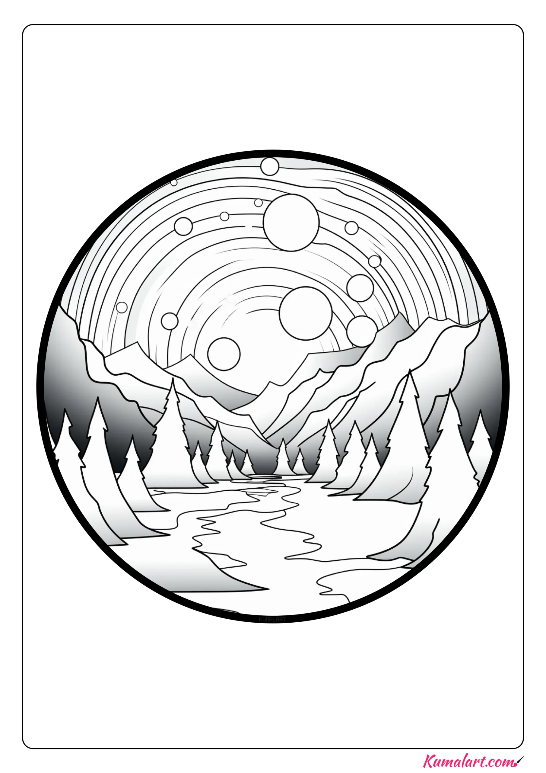 Sparkling Northern Lights Coloring Page