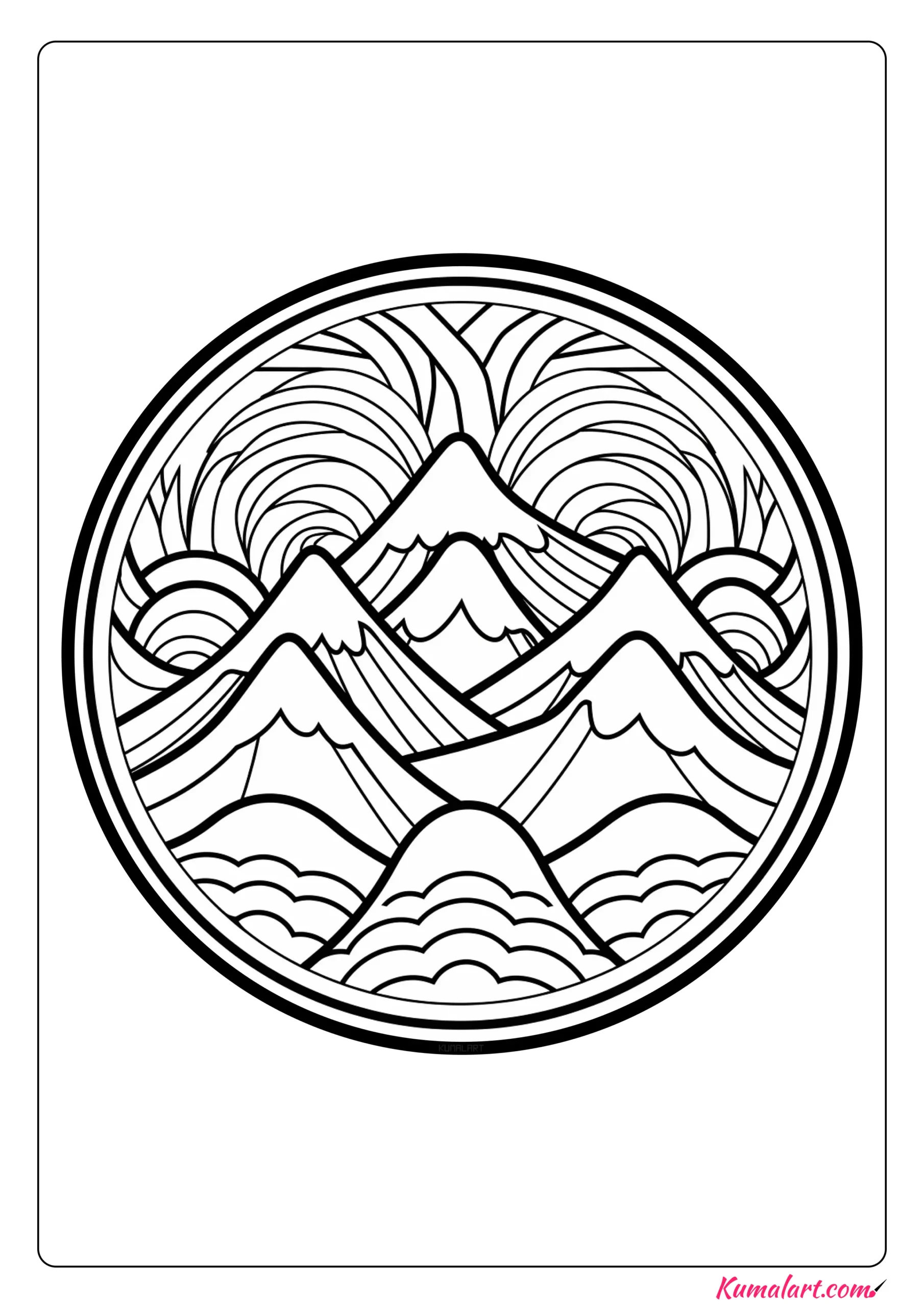 Spectacular Mountain Mandala Coloring Page