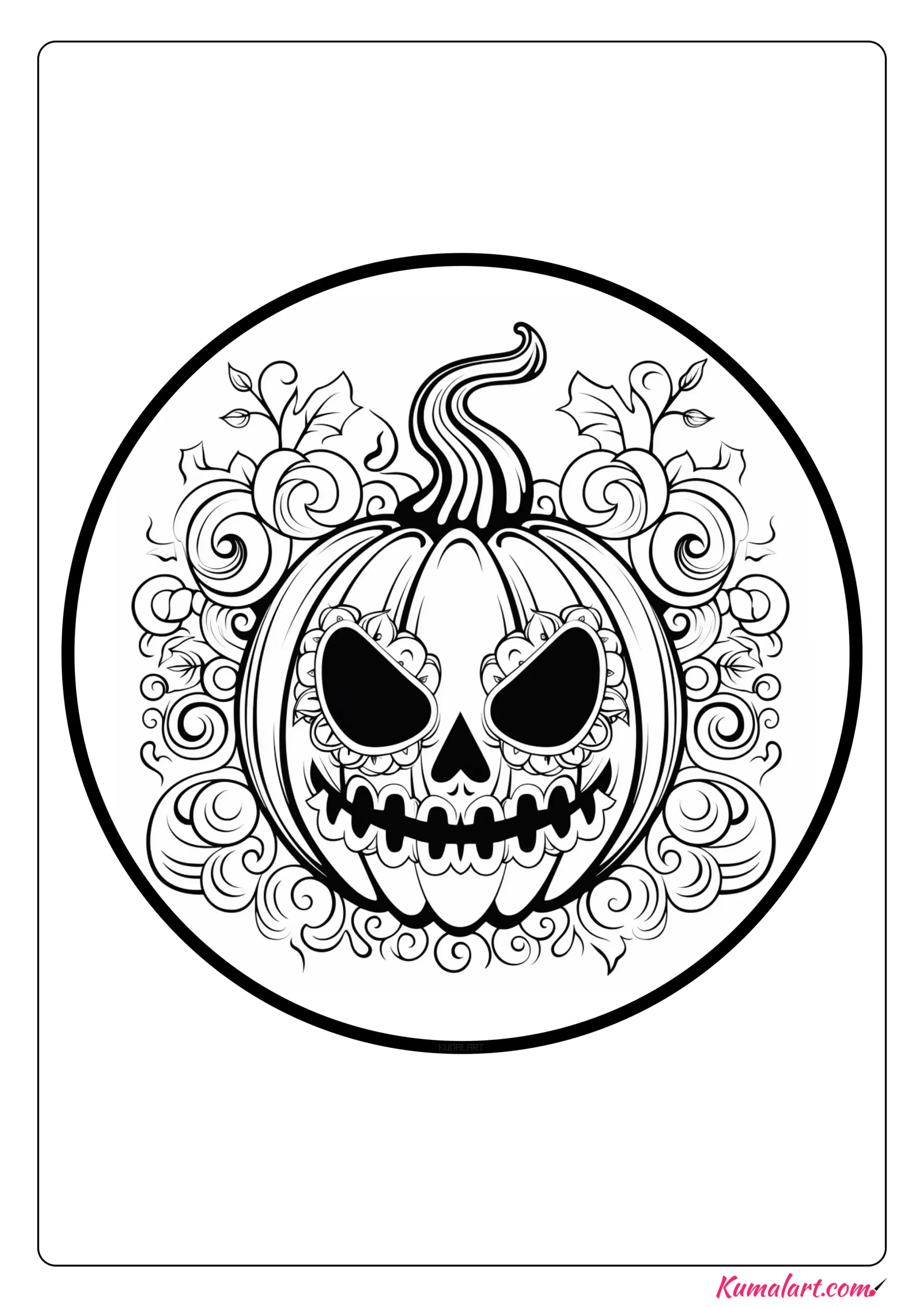 Spooky Scary Pumpkin Coloring Page