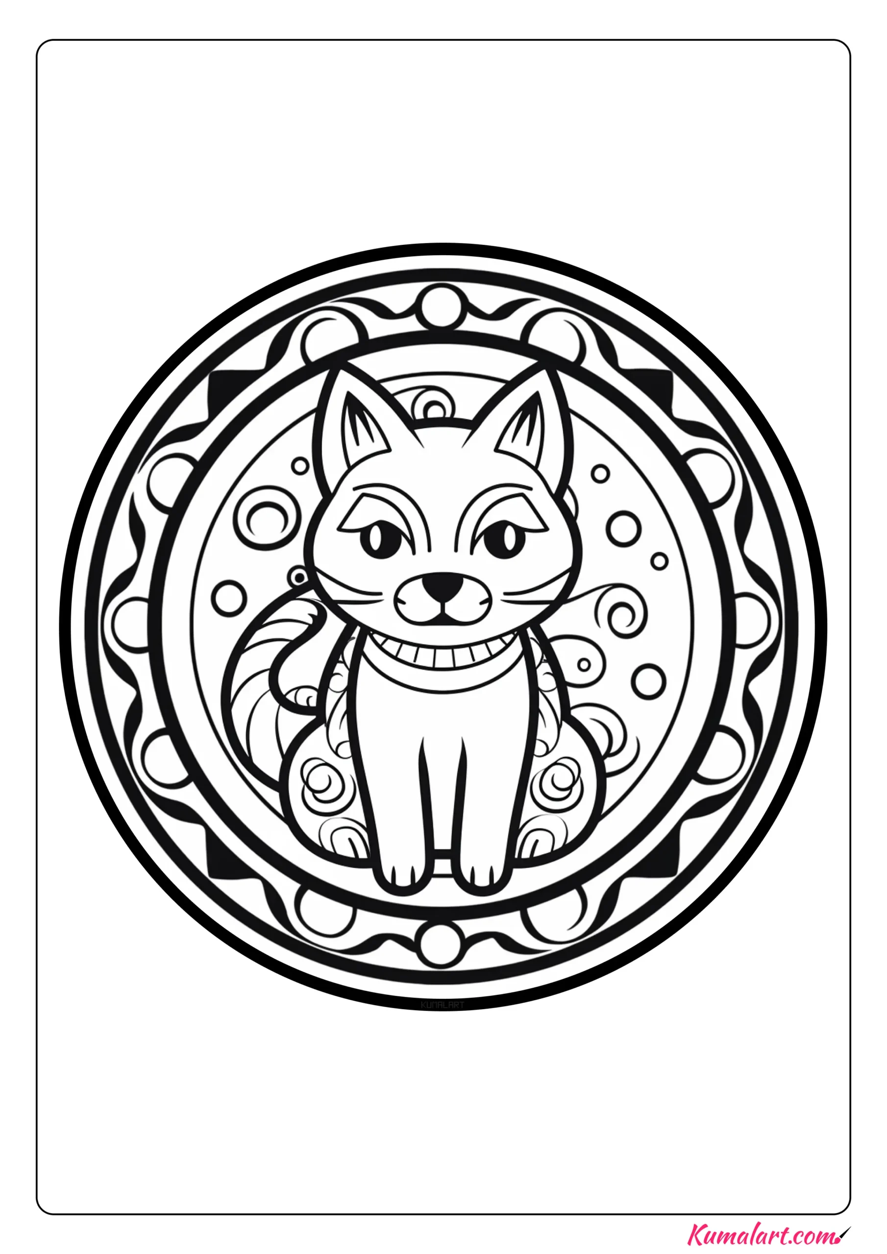 Steve the Cat Mandala Coloring Page