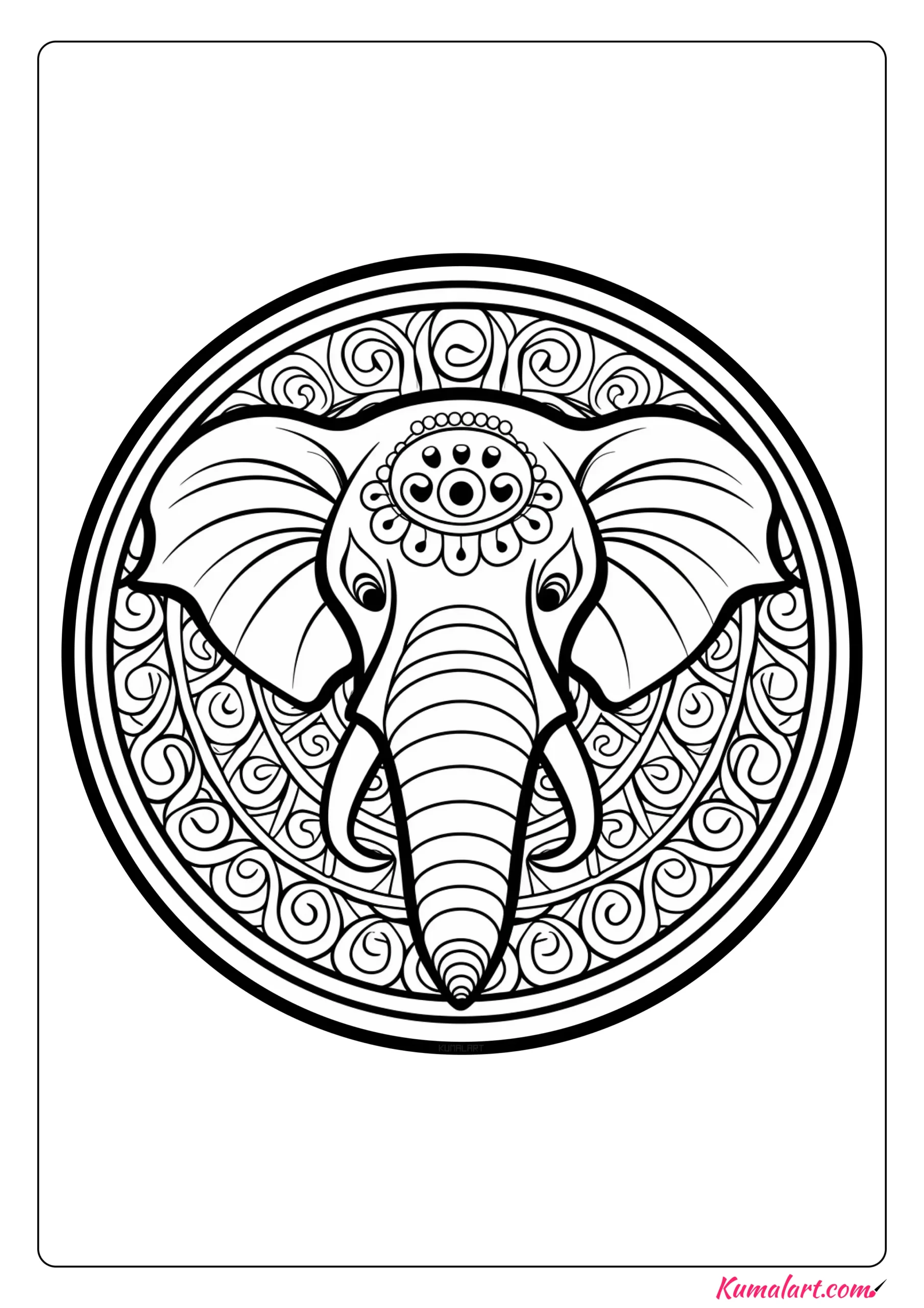 Steve the Elephant Mandala Coloring Page