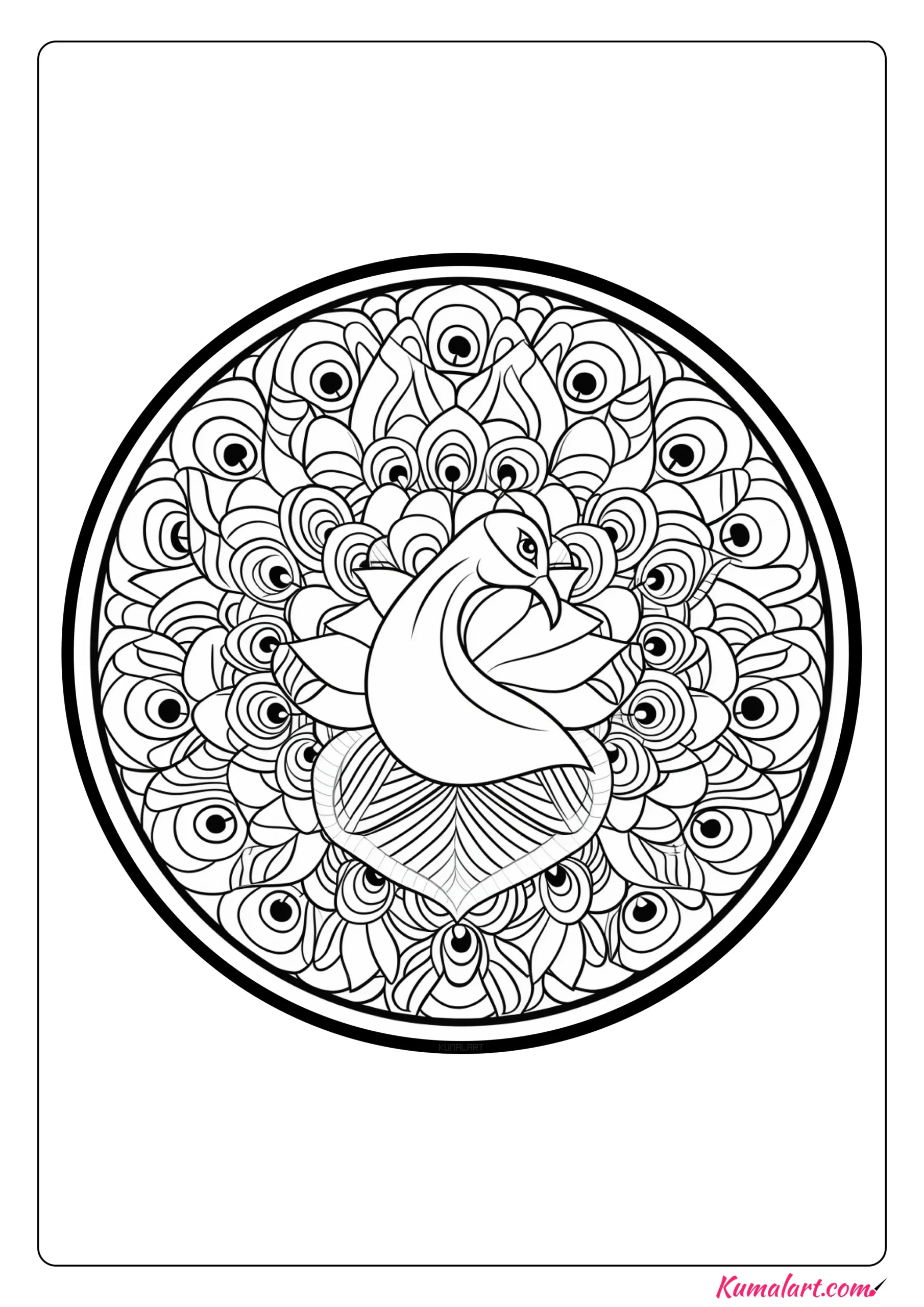 Steve the Peacock Mandala Coloring Page