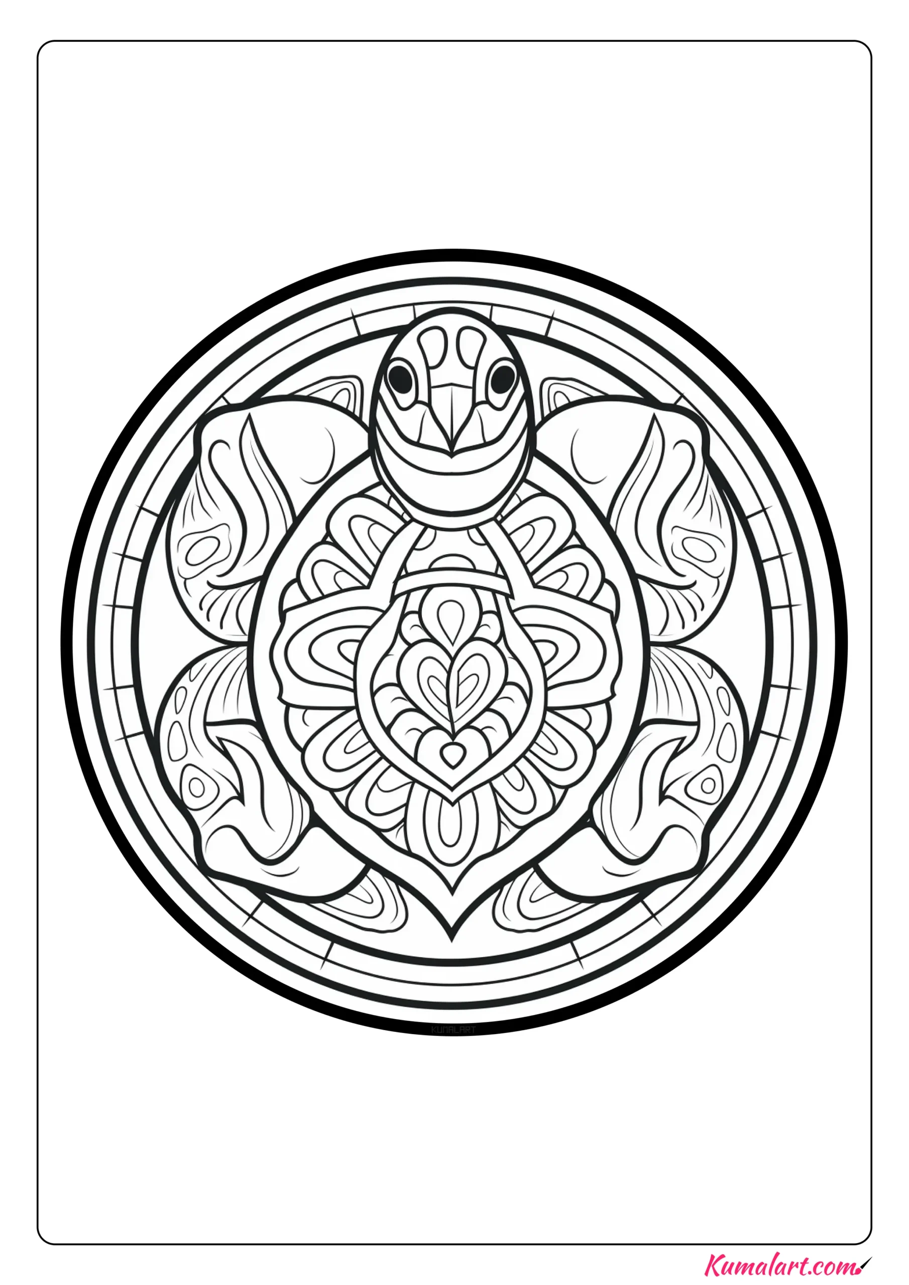 Steve the Turtle Mandala Coloring Page