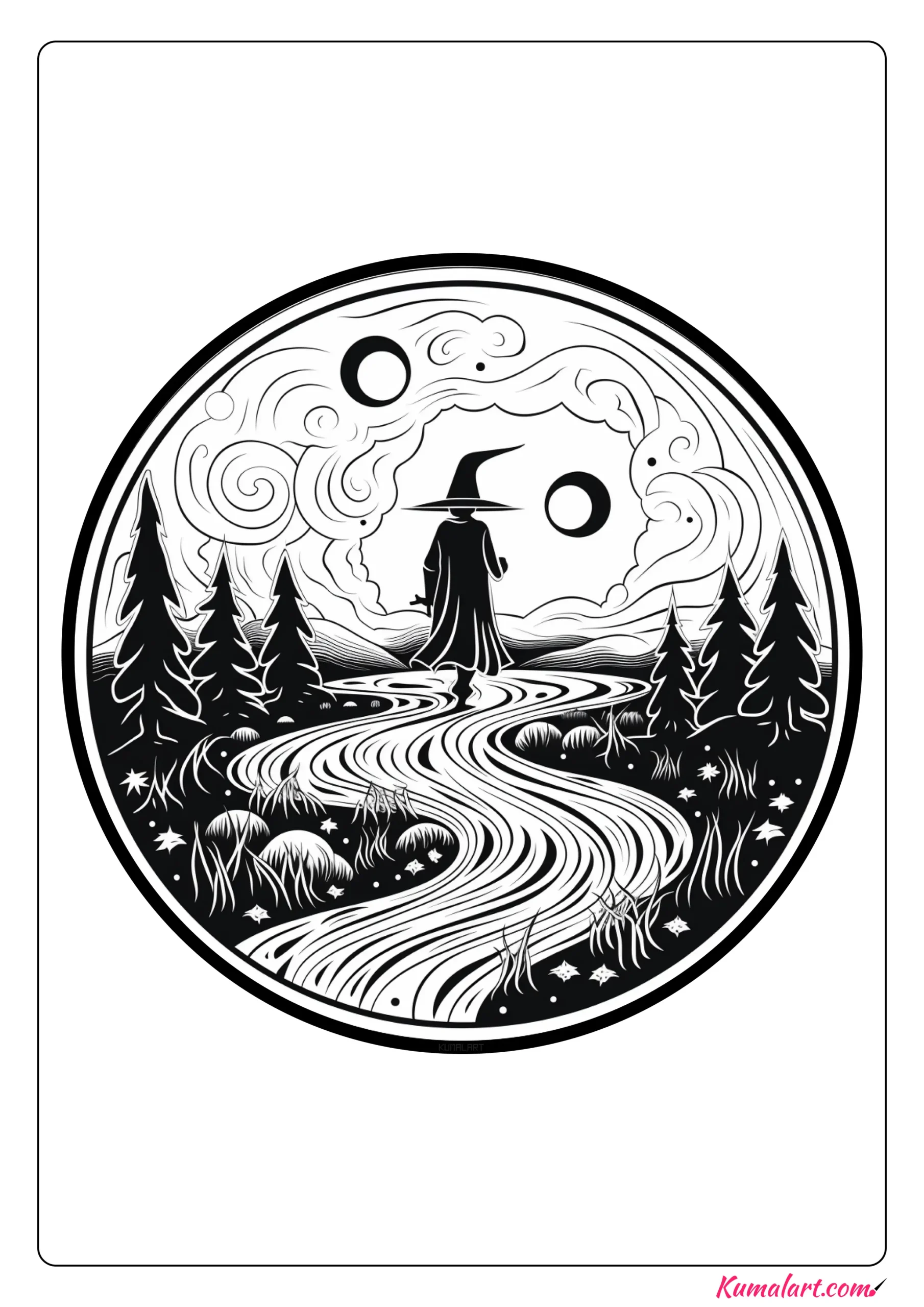 Strange Halloween Mandala Coloring Page