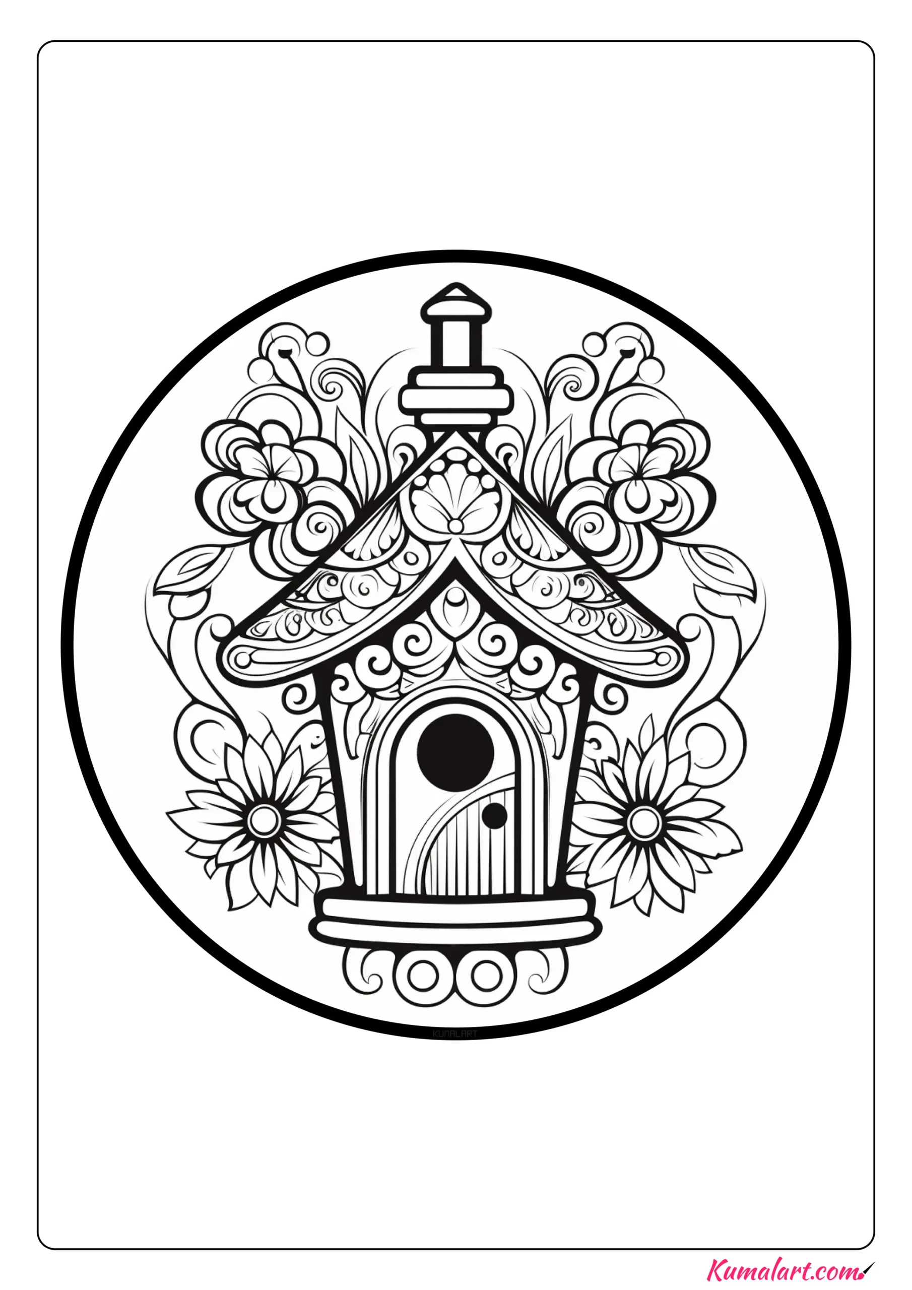 Stunning Birdhouse Coloring Page