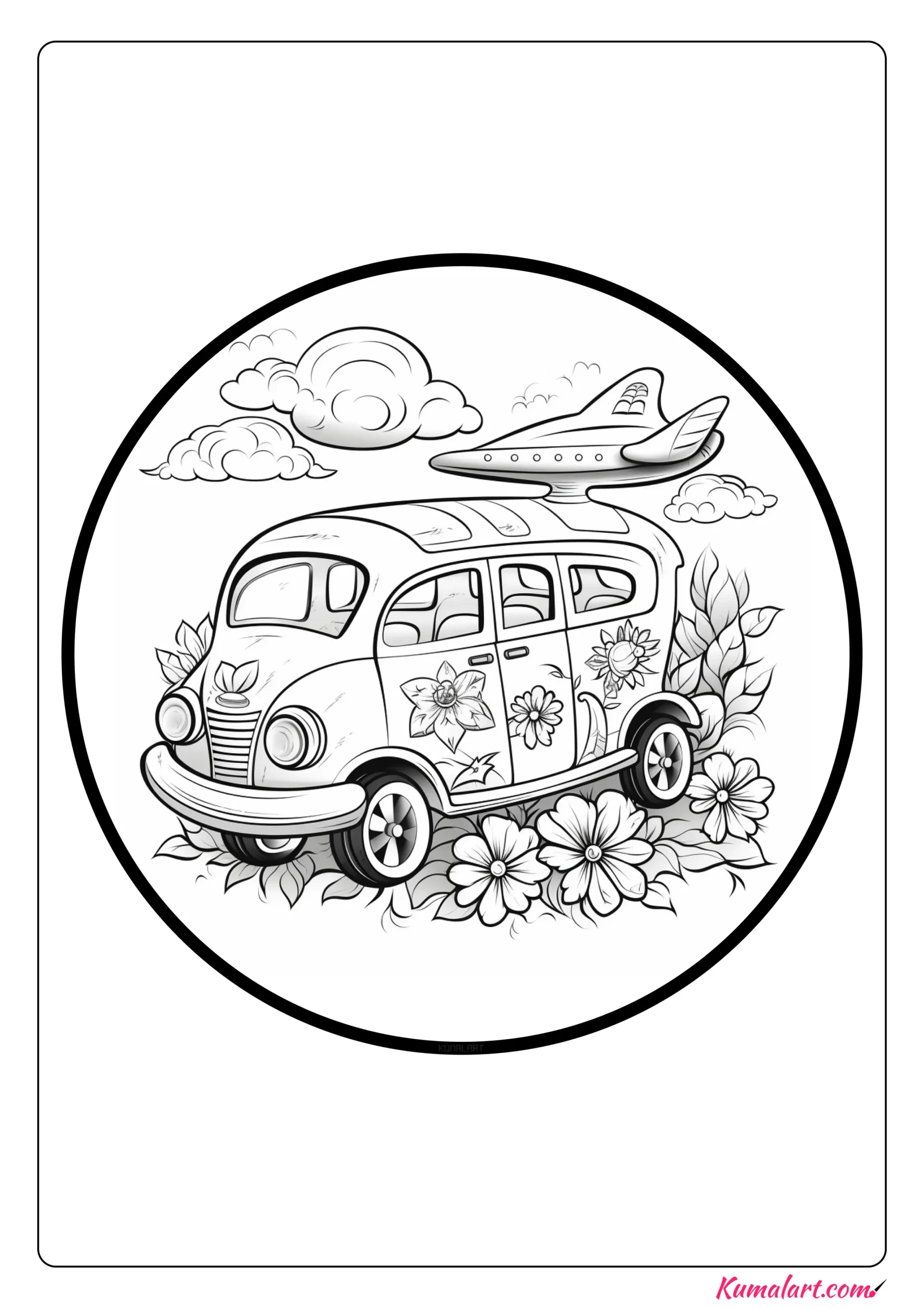 Stunning Flying Car Coloring Page