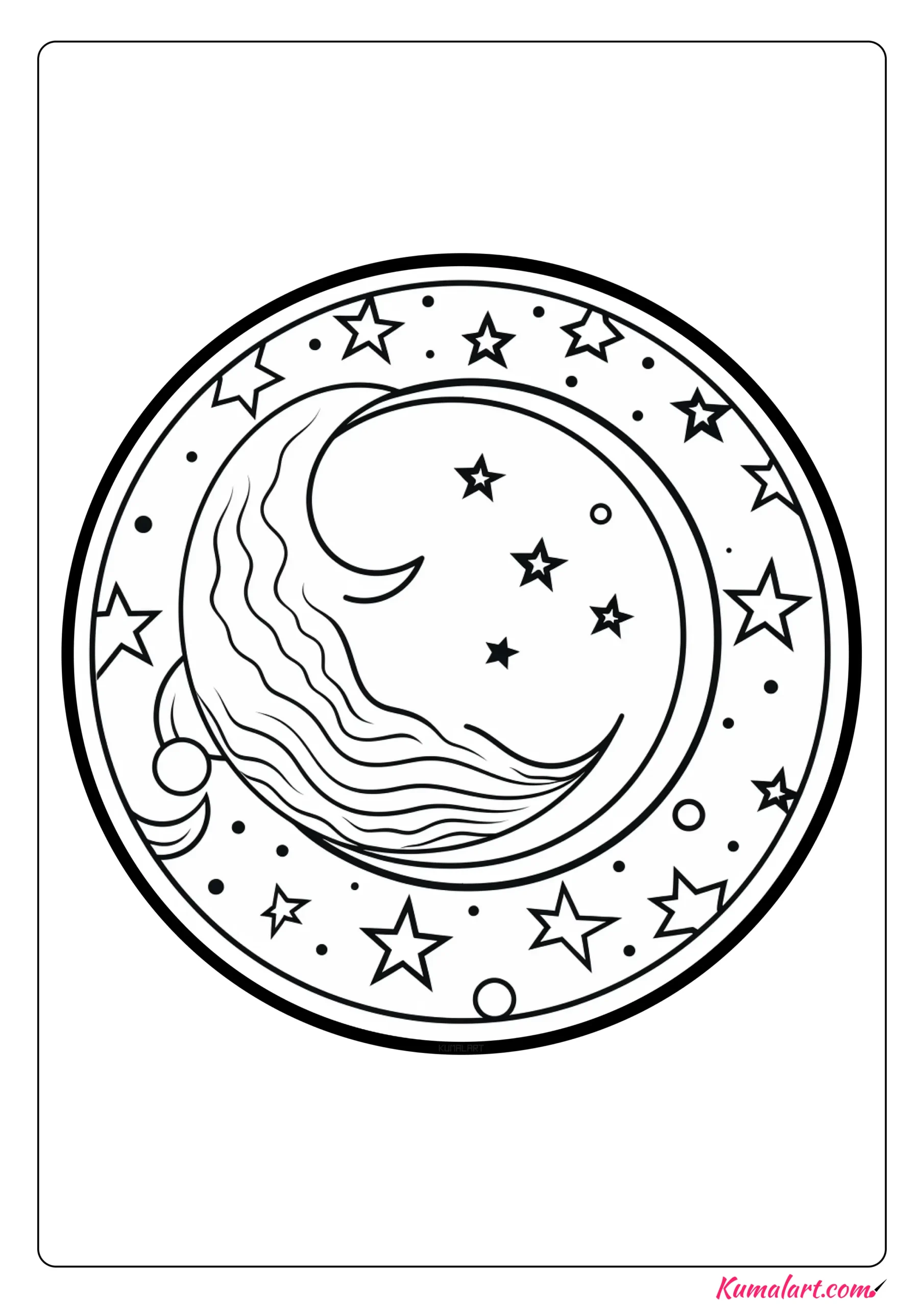 Sun and Moon Mandala Coloring Page