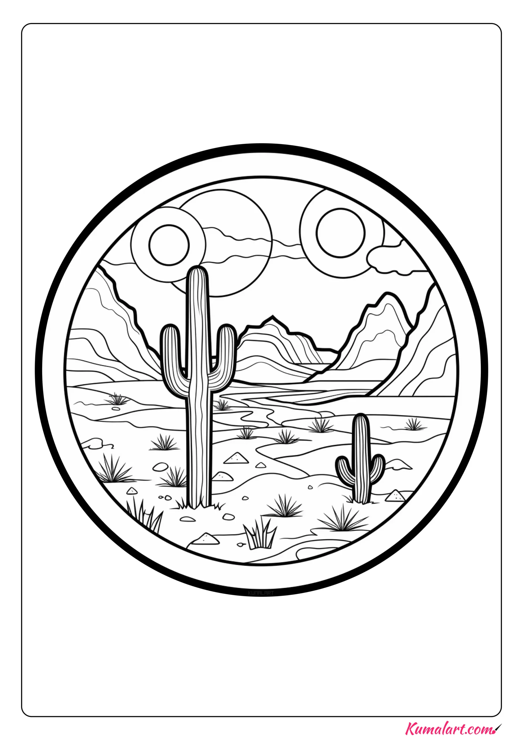 Sunbaked Desert Mandala Coloring Page