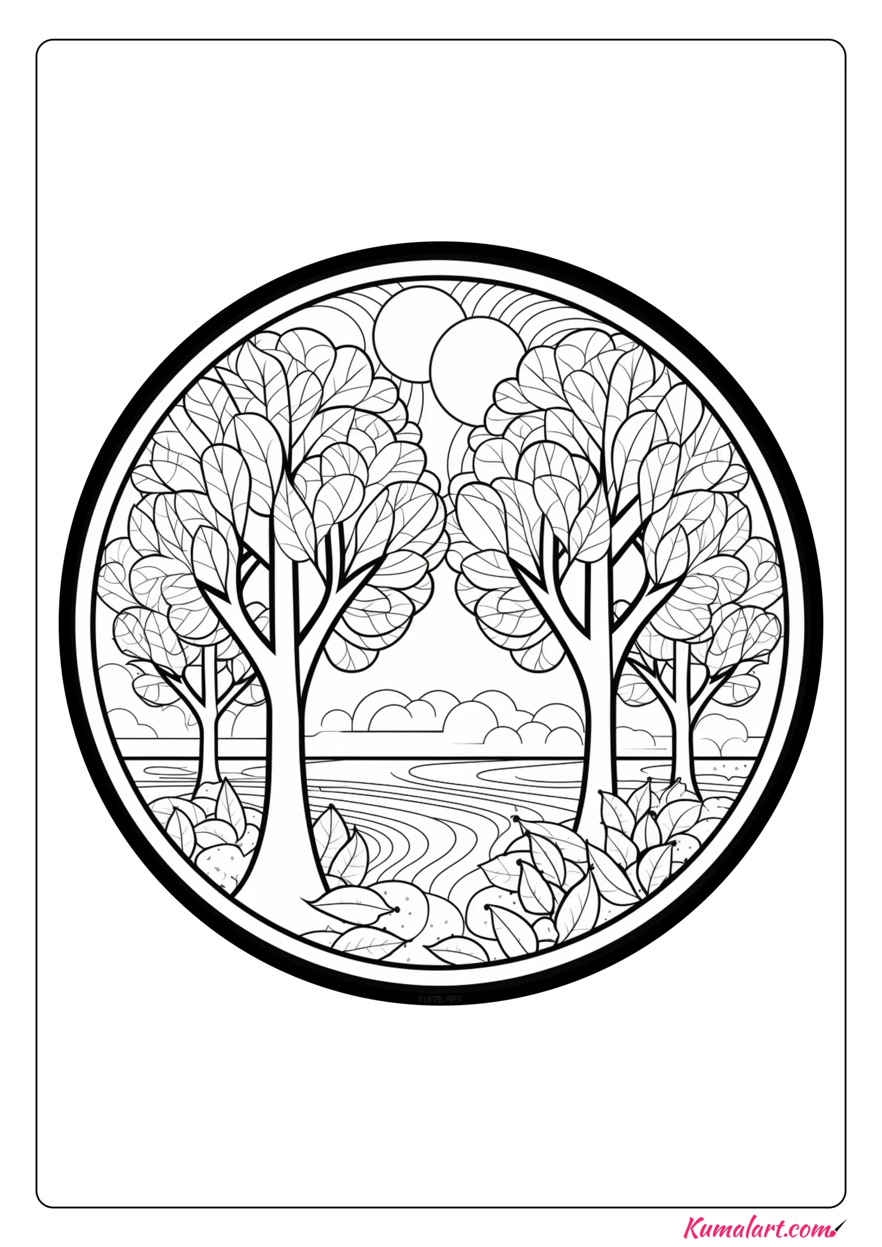 Sunny Autumn Mandala Coloring Page
