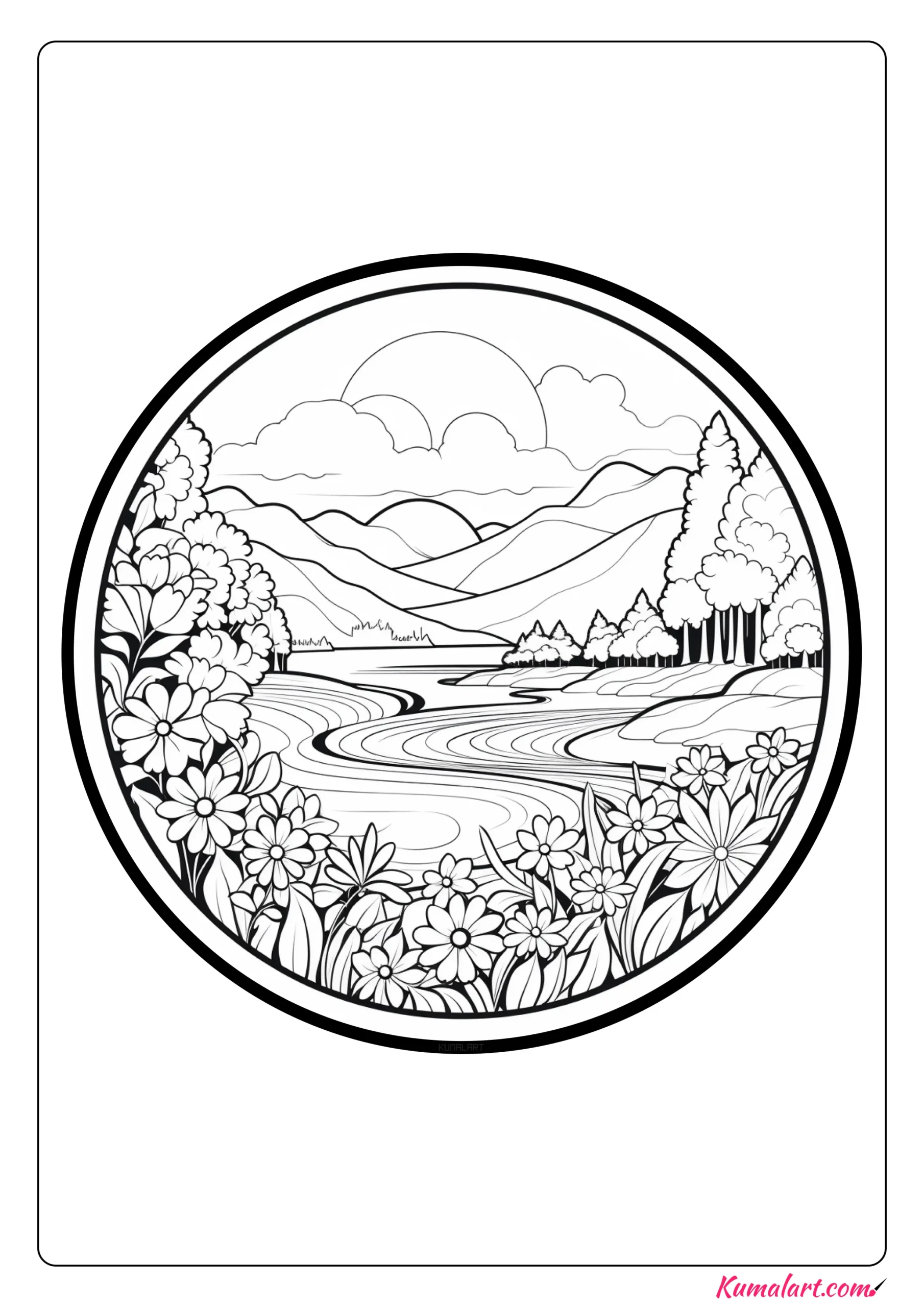 Sunny Spring Mandala Coloring Page