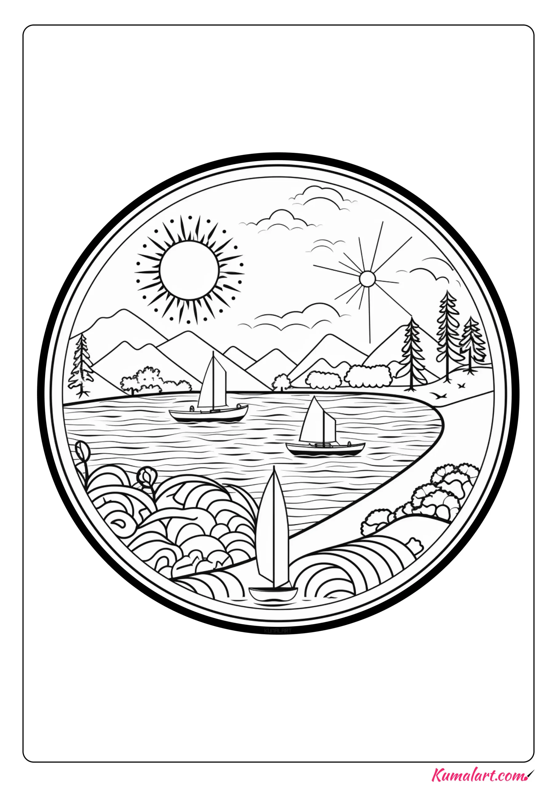 Sunny Summer Mandala Coloring Page