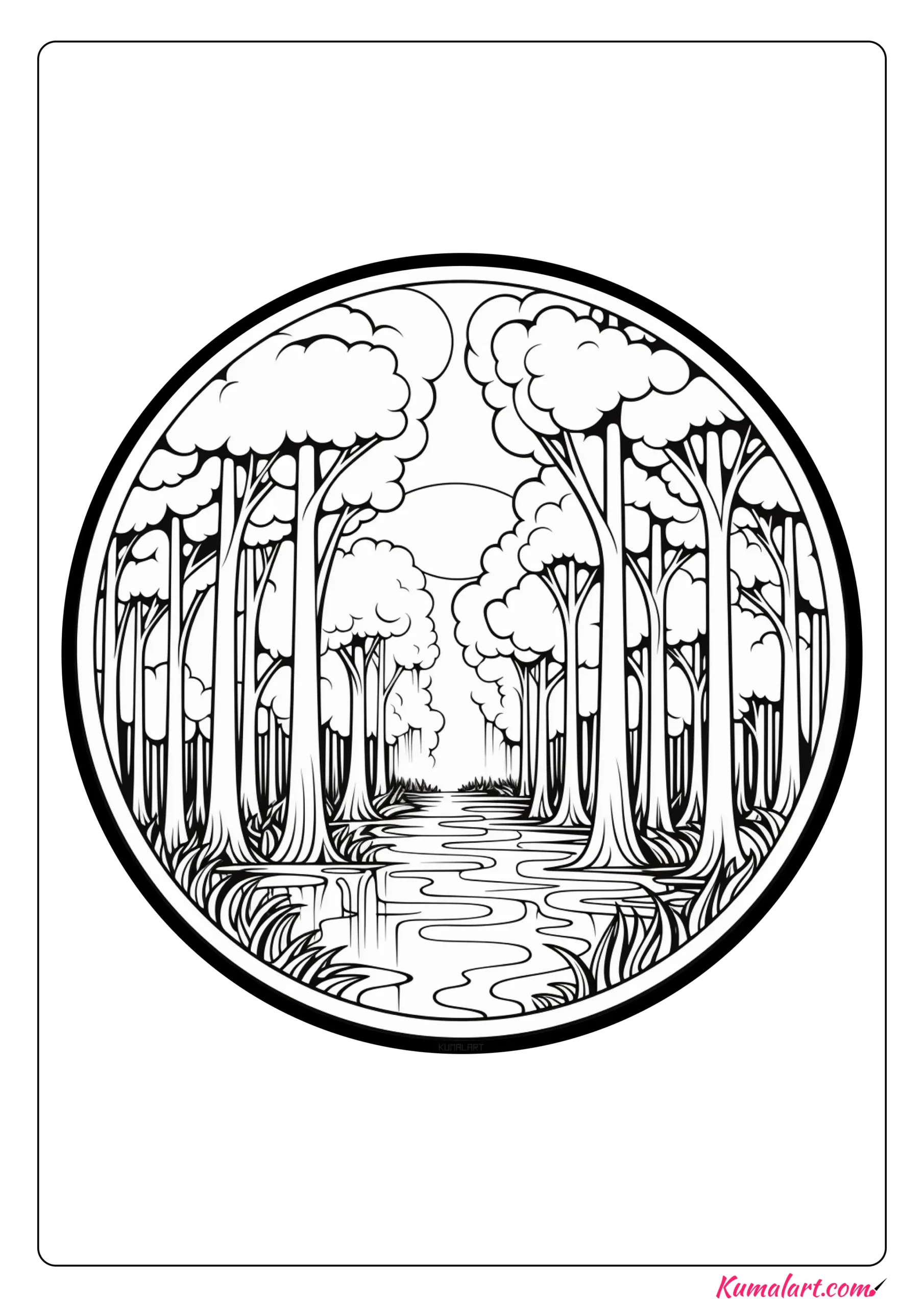 Temperate Rainforest Mandala Coloring Page
