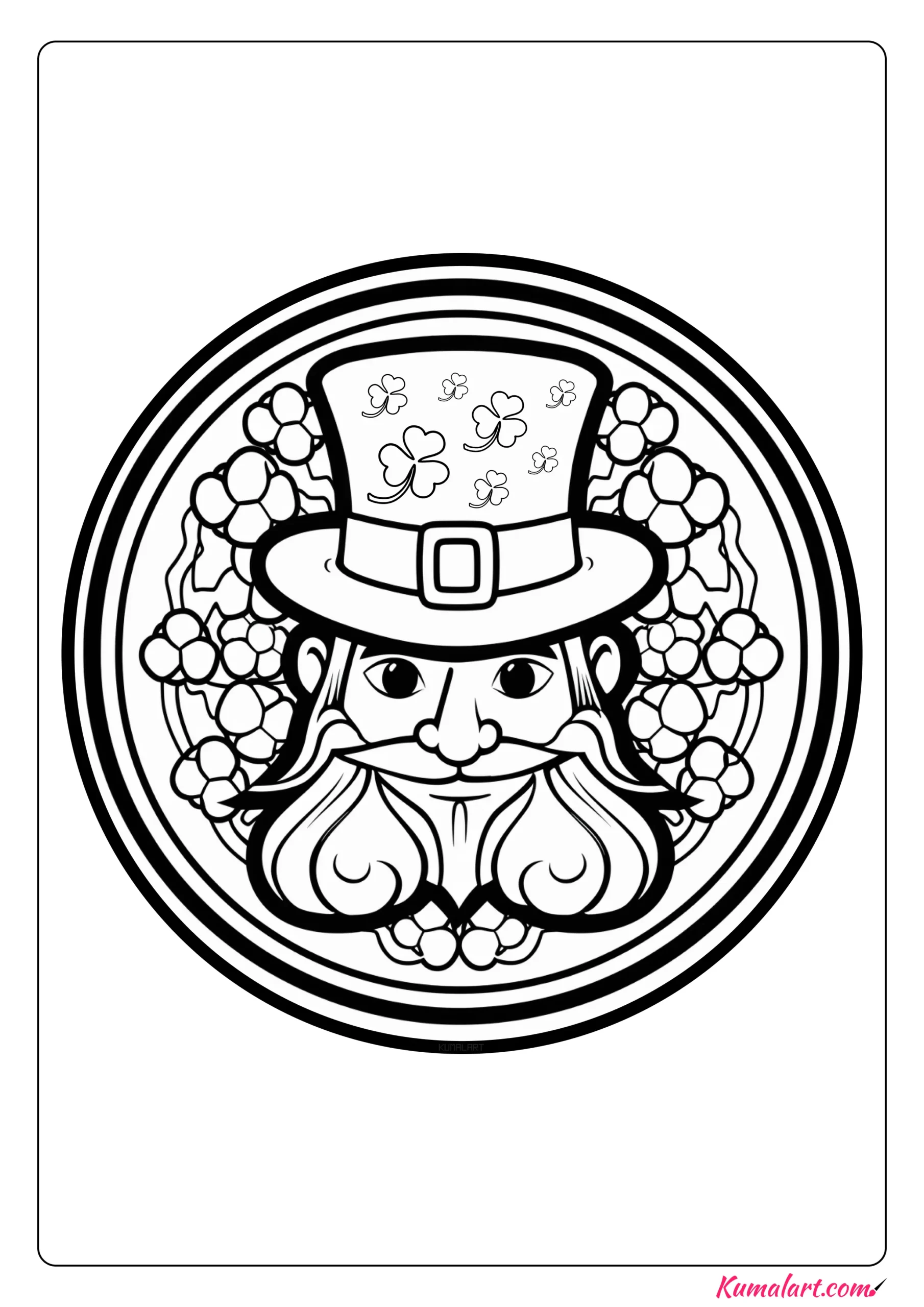 Thomas the Leprechaun St Patrick’s Day Mandala Coloring Page