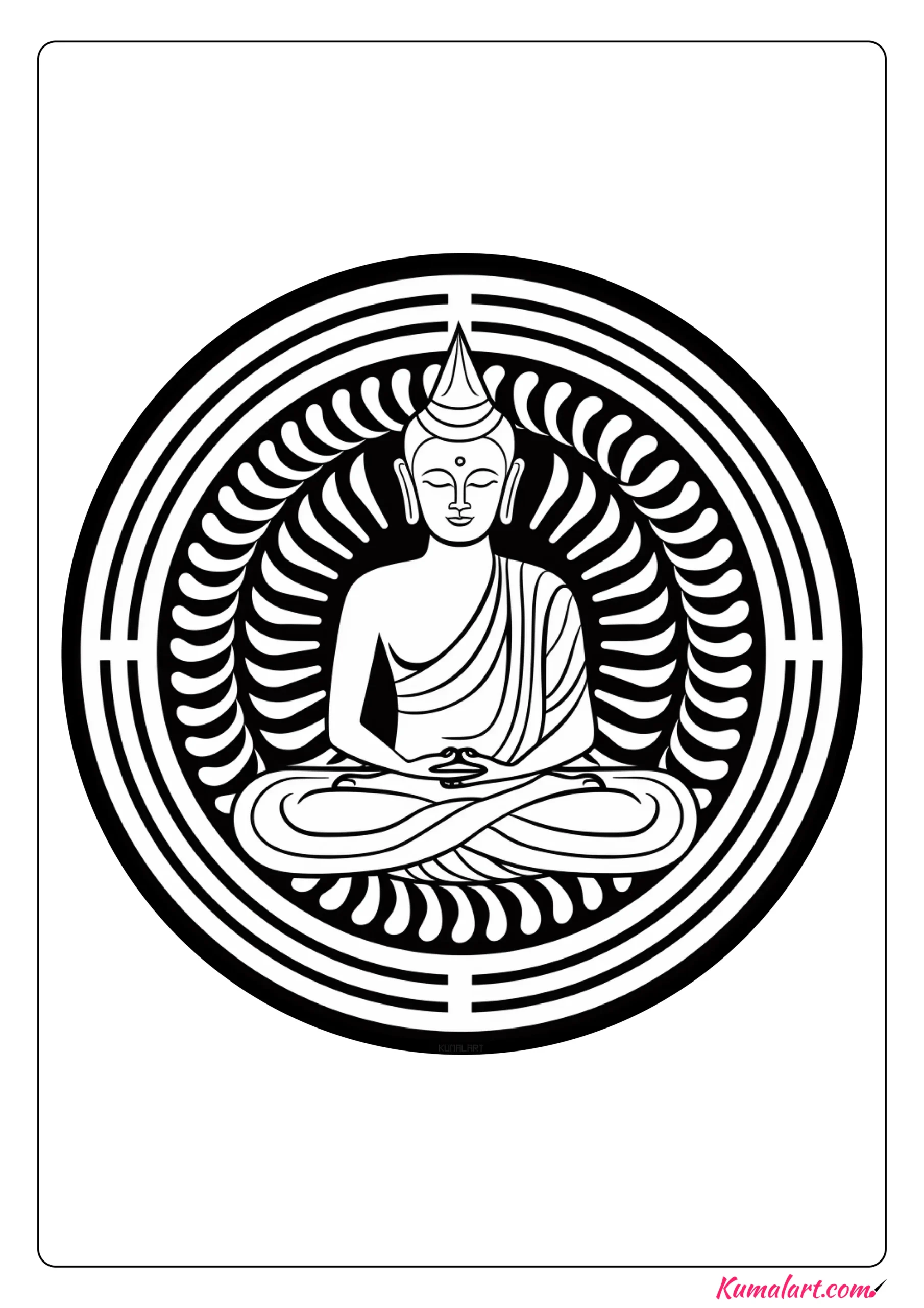 Tranquil Buddhist Mandala Coloring Page