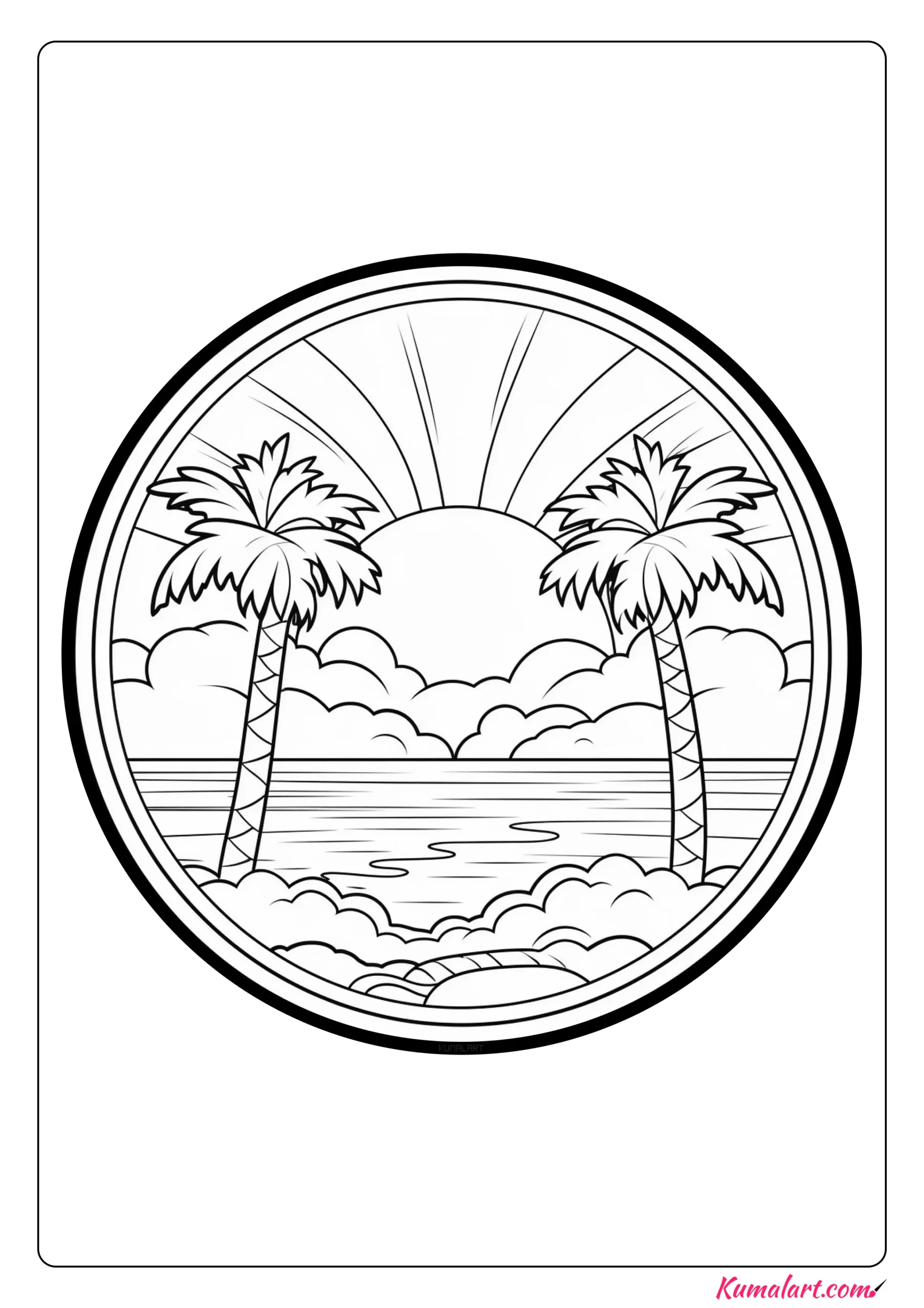 Tropical Summer Mandala Coloring Page