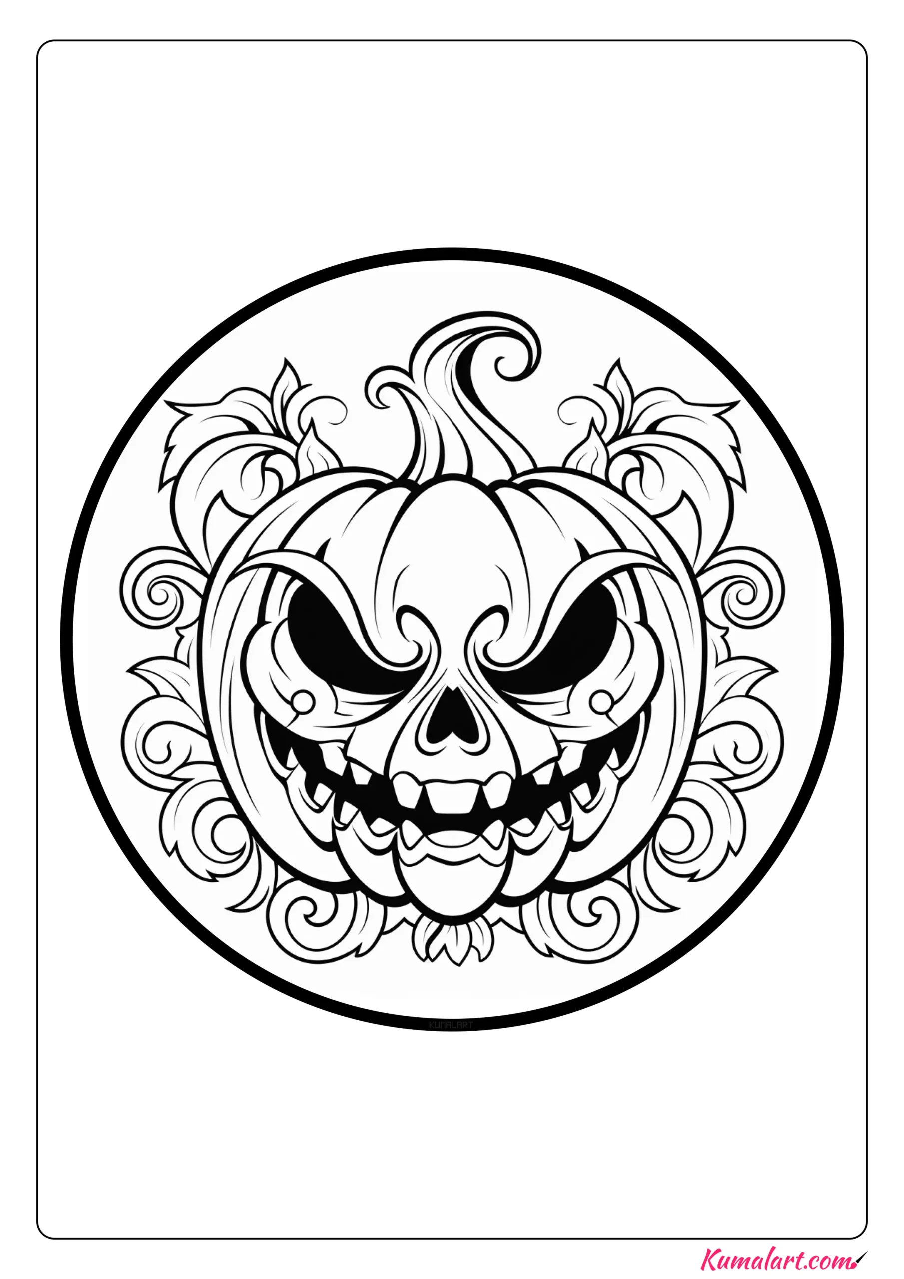 Very Scary Pumpkin Coloring Page