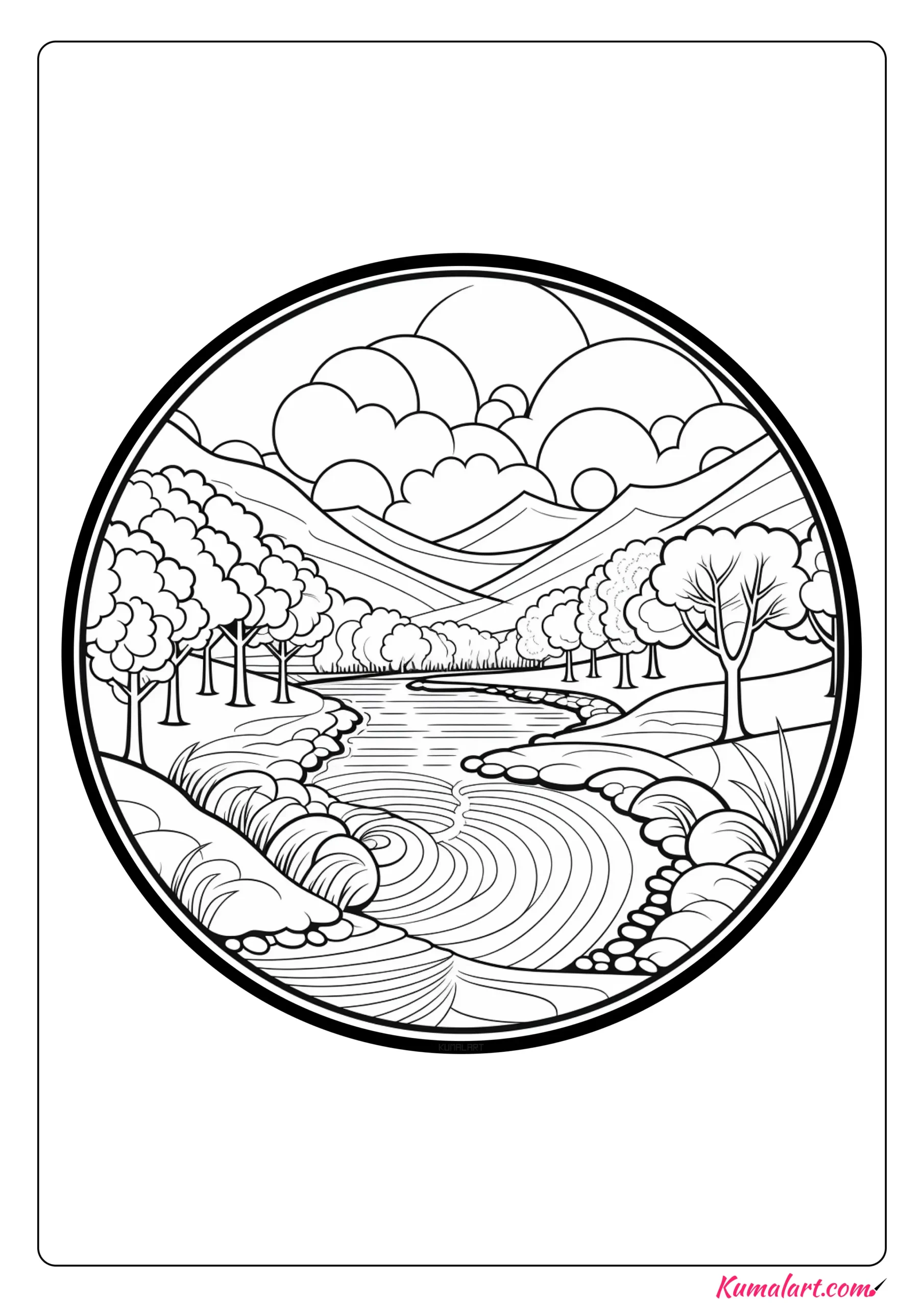 Vivid River Mandala Coloring Page