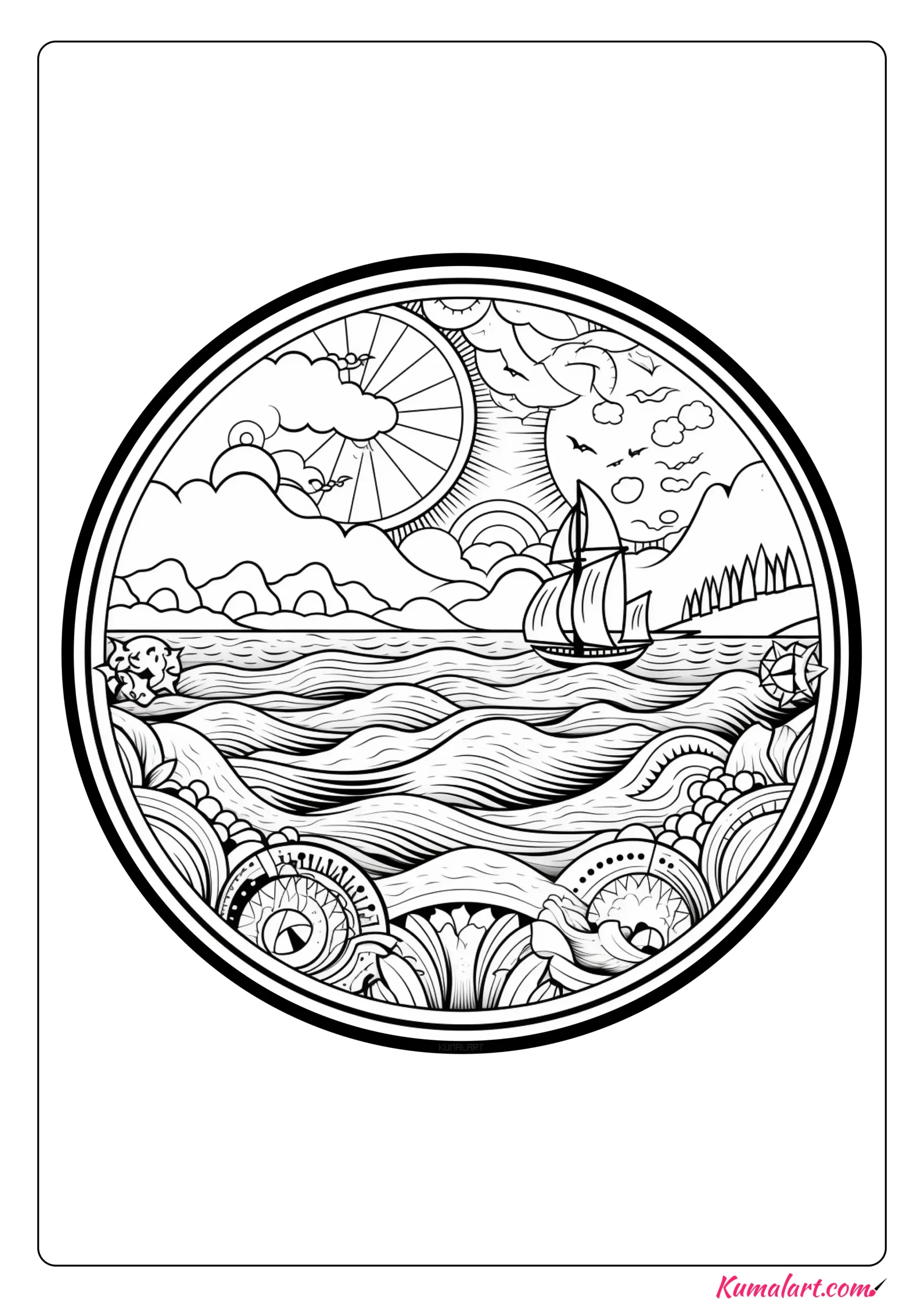 Warm Summer Mandala Coloring Page