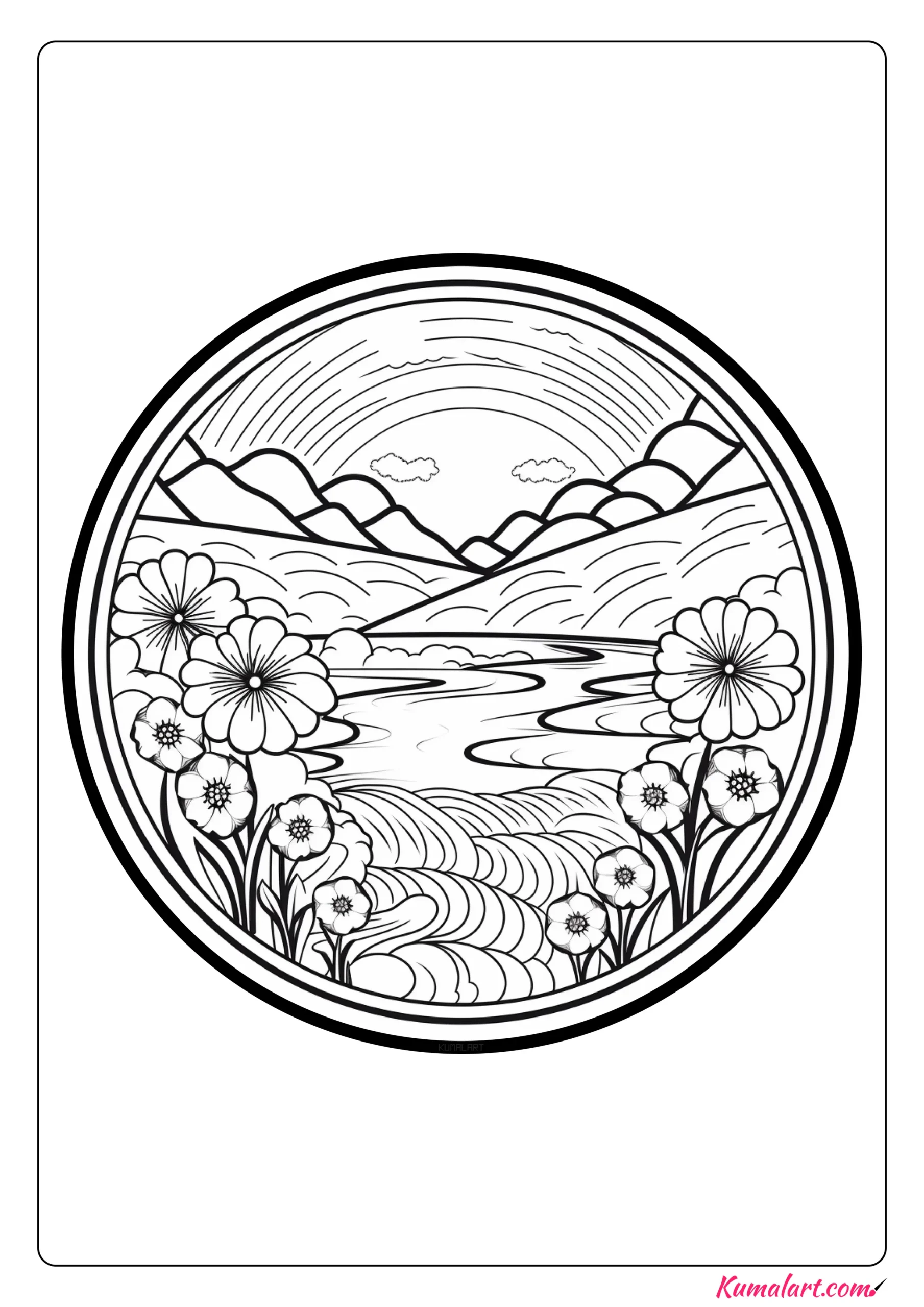 Warming Spring Mandala Coloring Page