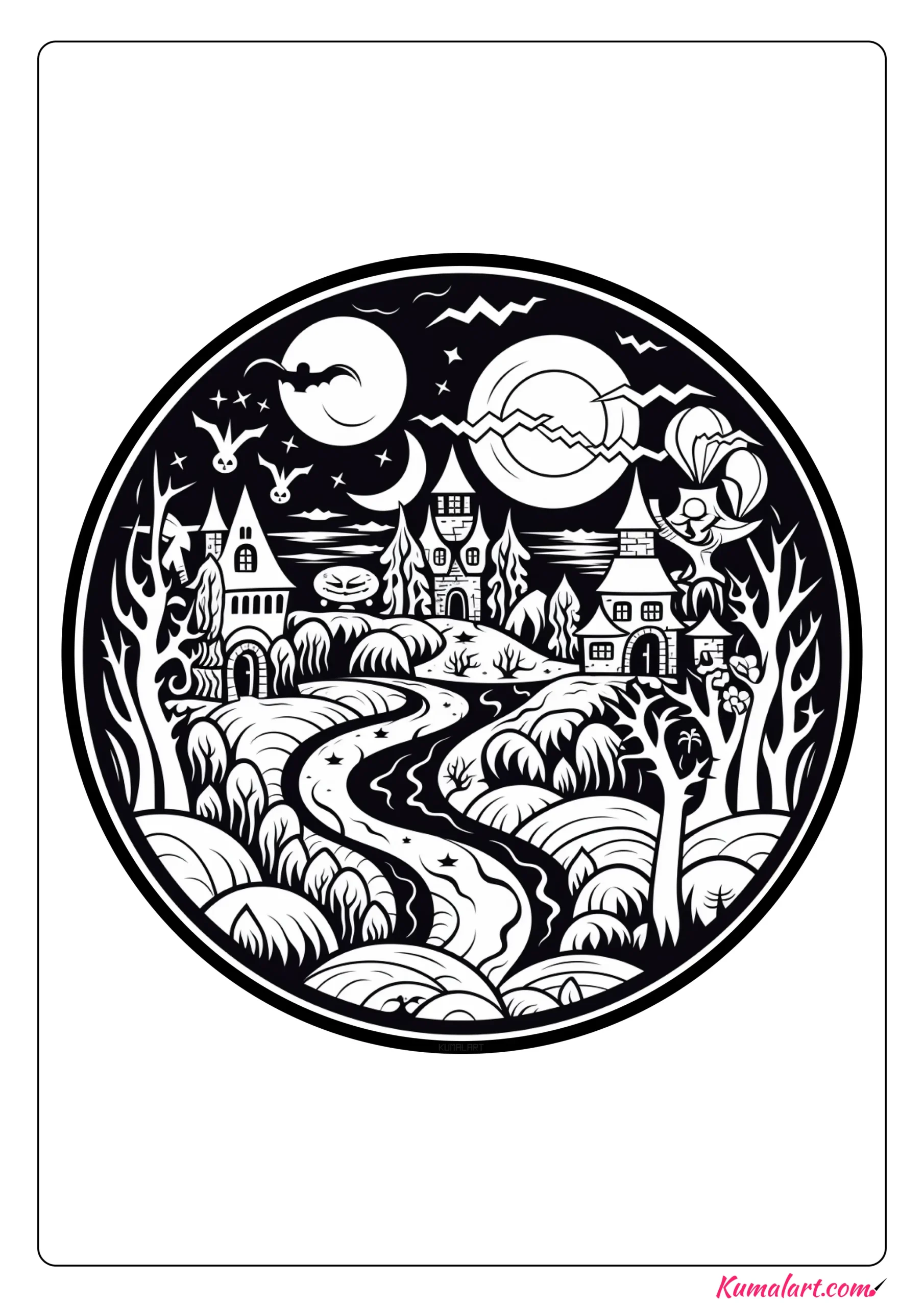 Wicked Halloween Mandala Coloring Page