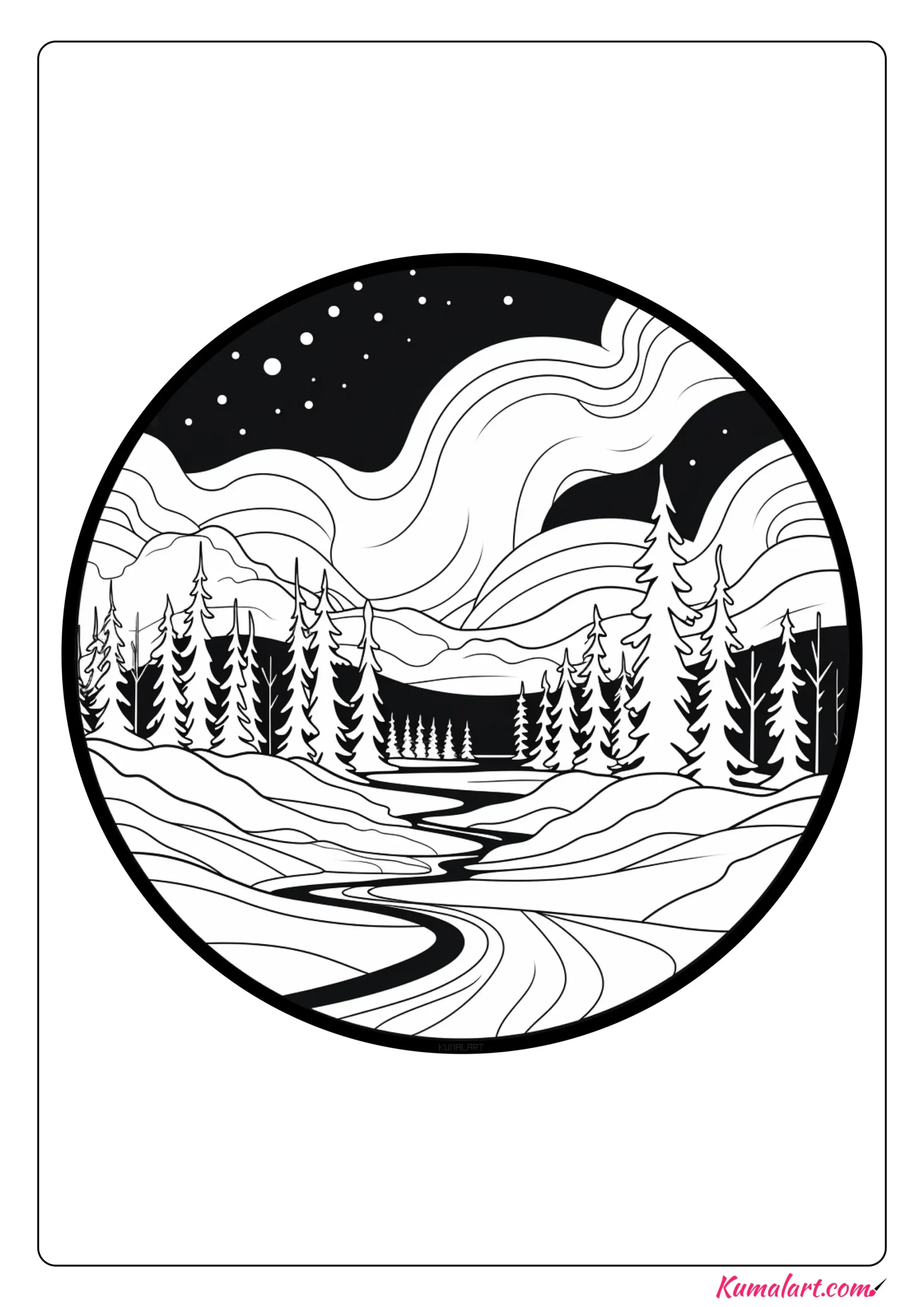 Wonderful Northern Lights Coloring Page