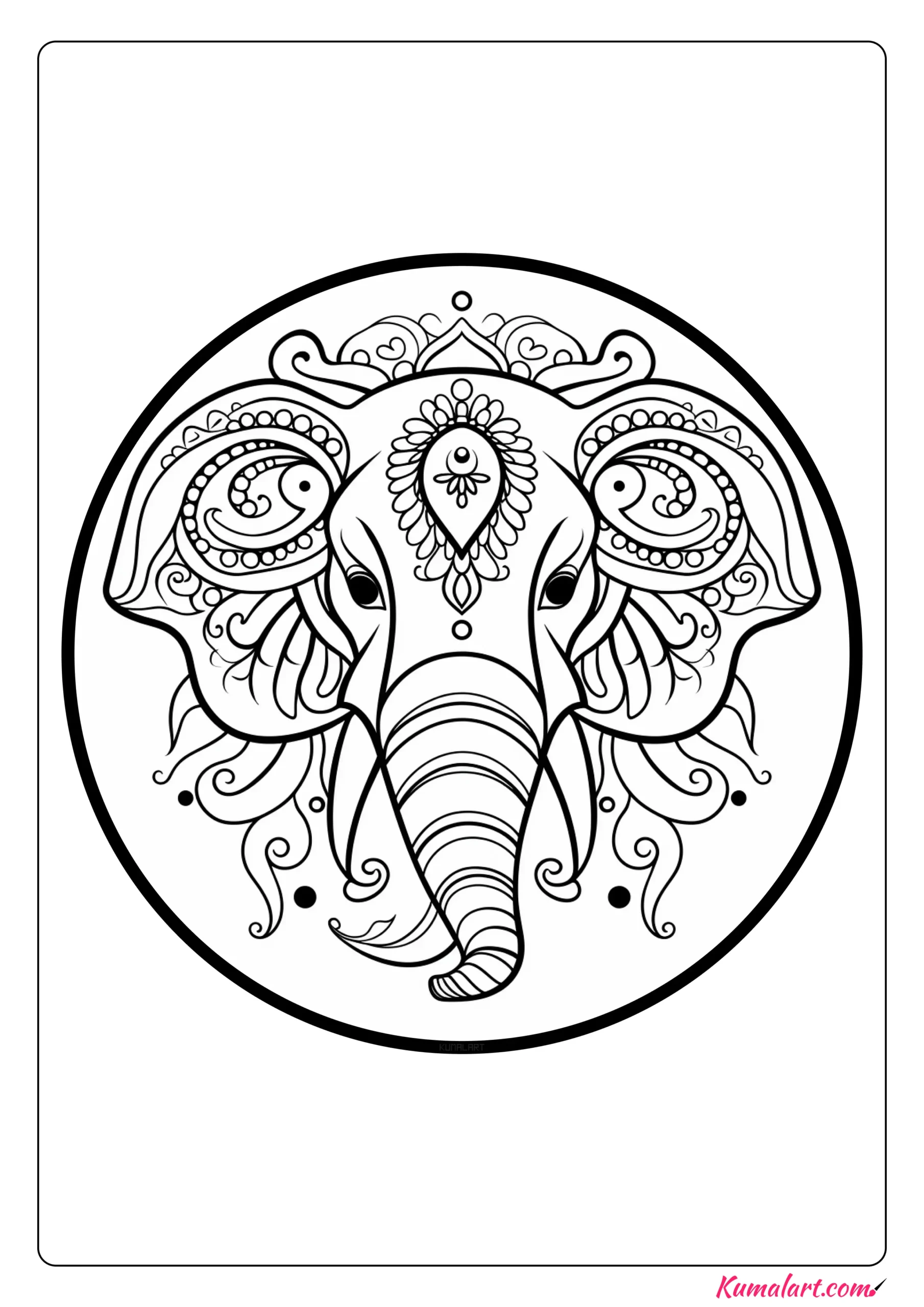 Zara the Elephant Coloring Page