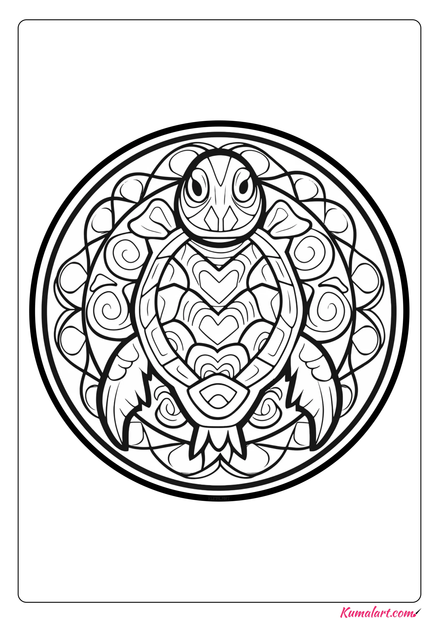 Zara the Turtle Mandala Coloring Page