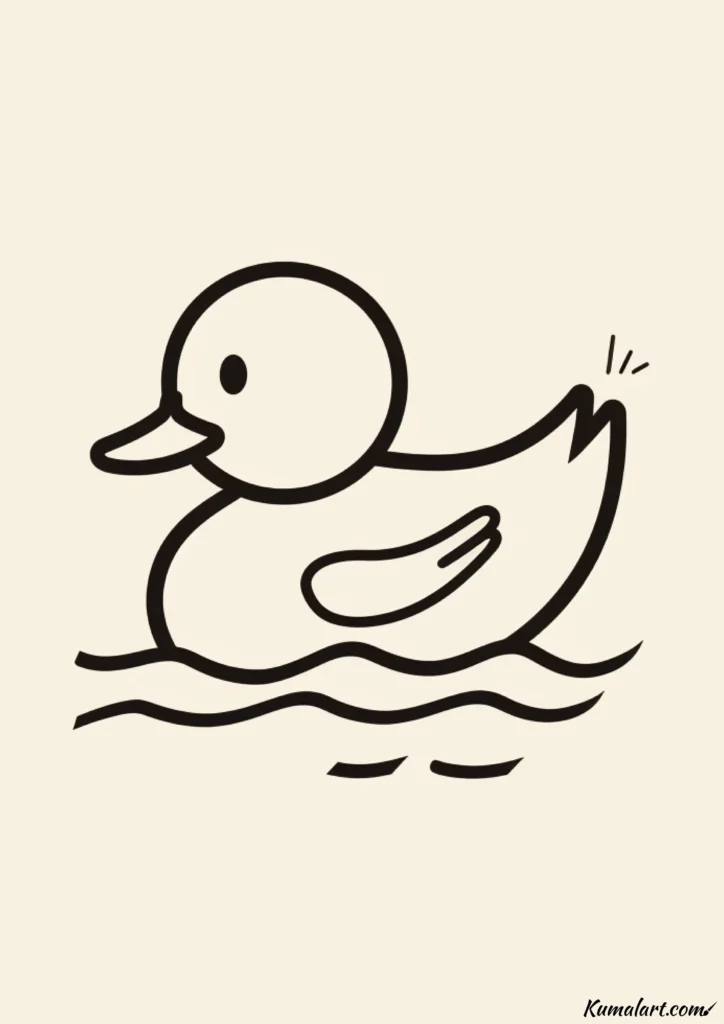 easy cute swimming duck drawing ideas