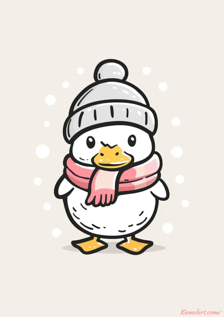 easy cute winter duck drawing ideas