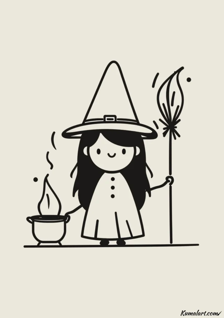 easy cute witch drawing ideas