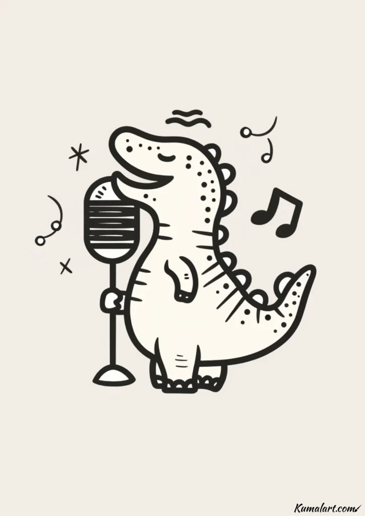 easy cute karaoke dino drawing ideas