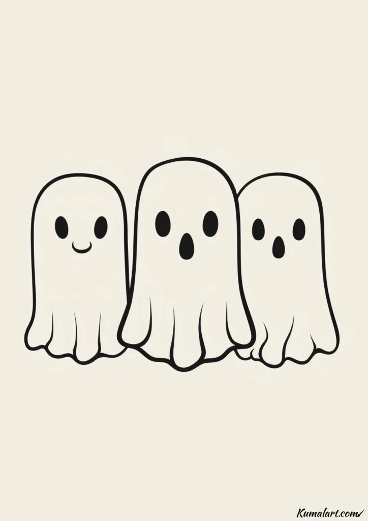 easy cute ghost friends drawing ideas