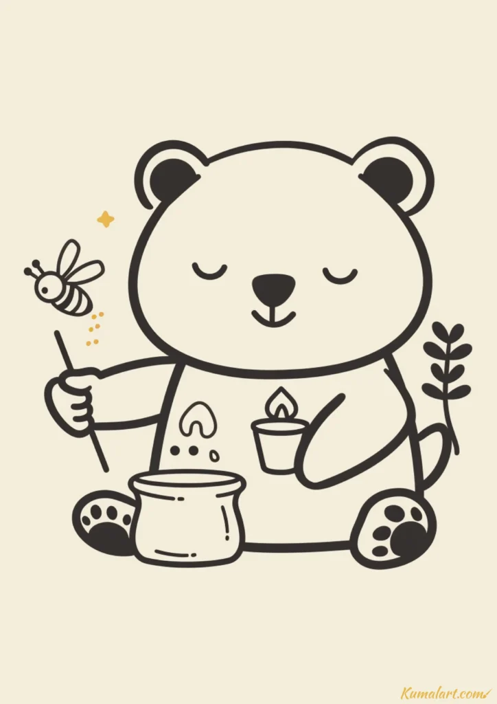 easy cute honey bee and bear drawing ideas