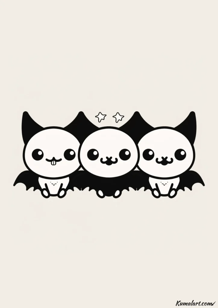 easy cute bats drawing ideas