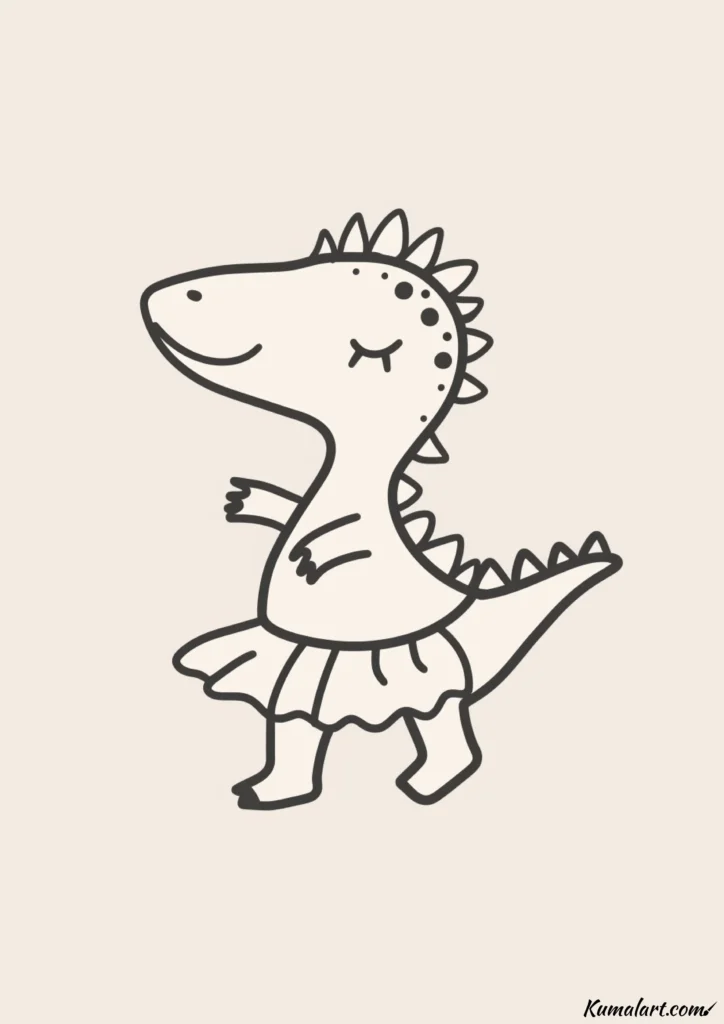 easy cute ballerina dino drawing ideas