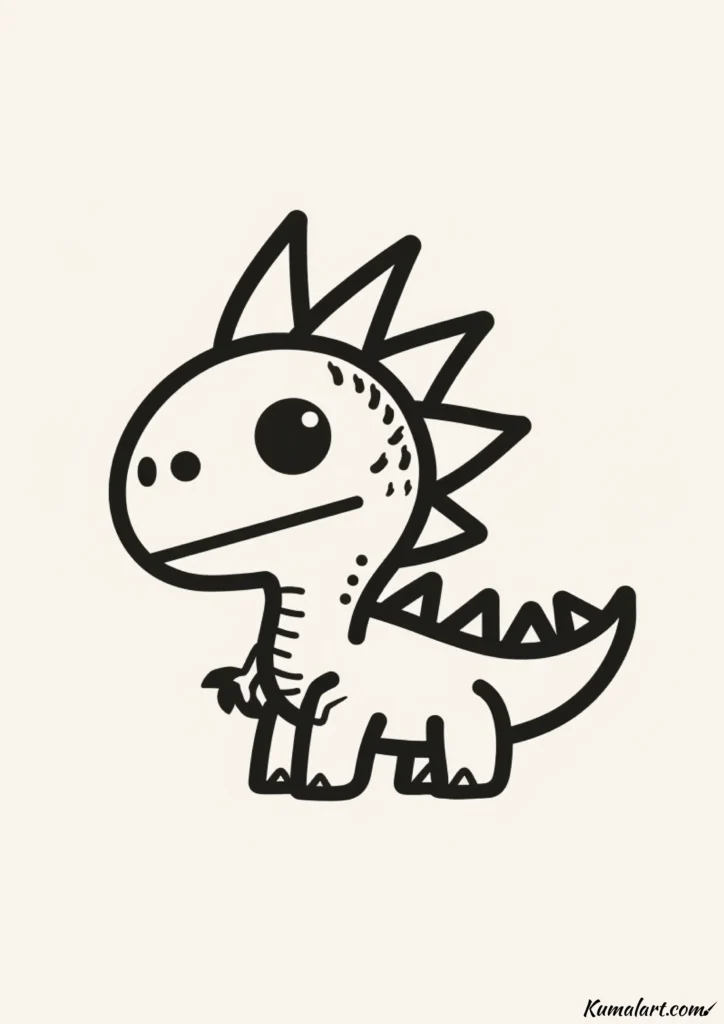 easy cute punk spinosaurus drawing ideas