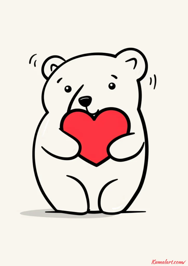 easy cute bear hugging a heart drawing ideas