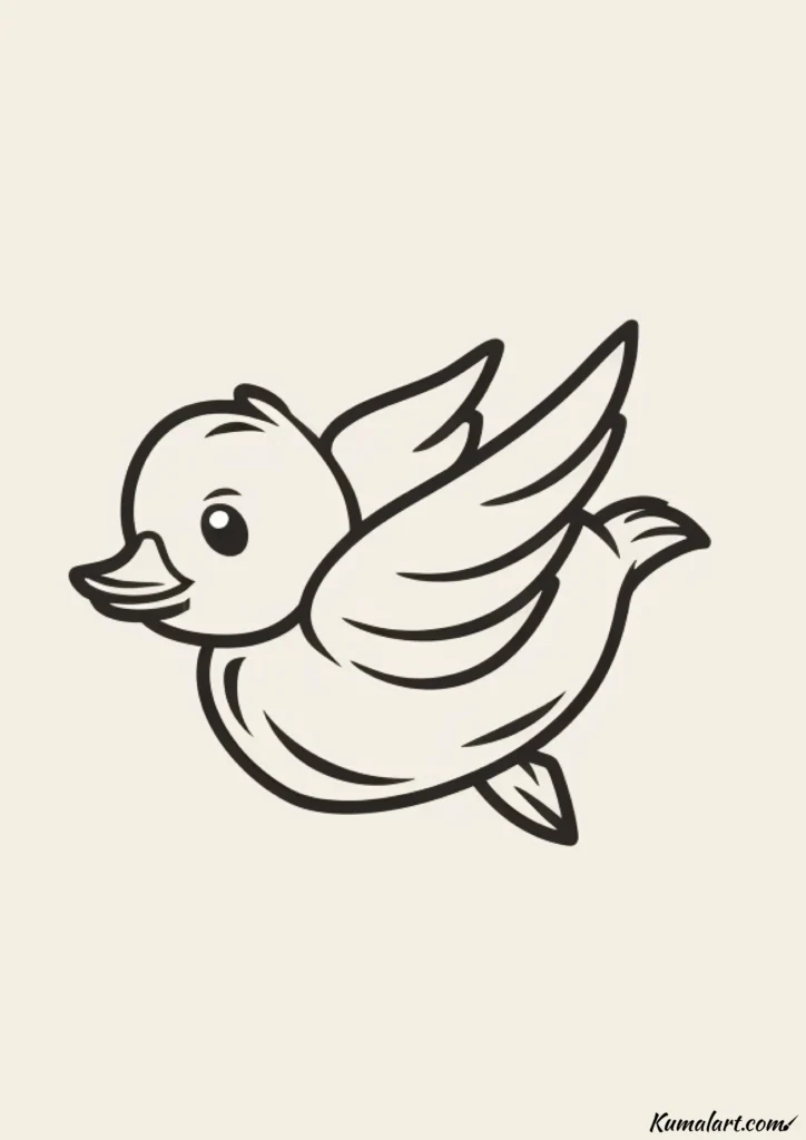 easy cute flying duck drawing ideas