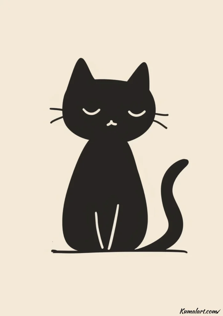 easy cute black cat drawing ideas