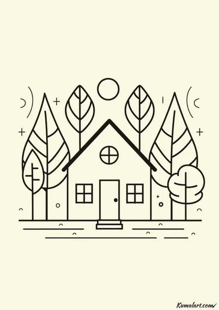 easy cute cozy cottage drawing ideas